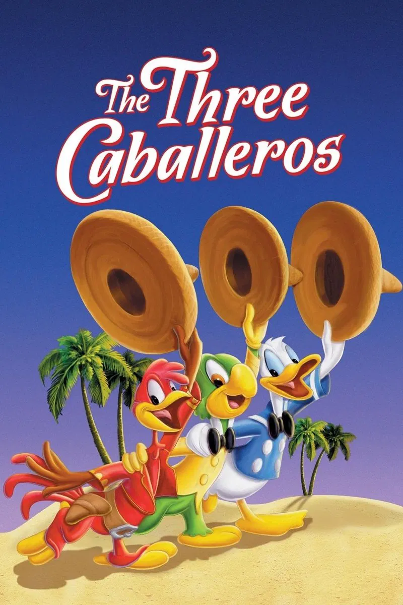 Poster chính thức của phim Phim Hoạt Hình, Phim Gia Đình "Ba Quý Ông" (The Three Caballeros - 1944), với sự tham gia của diễn viên Clarence Nash và Sterling Holloway.