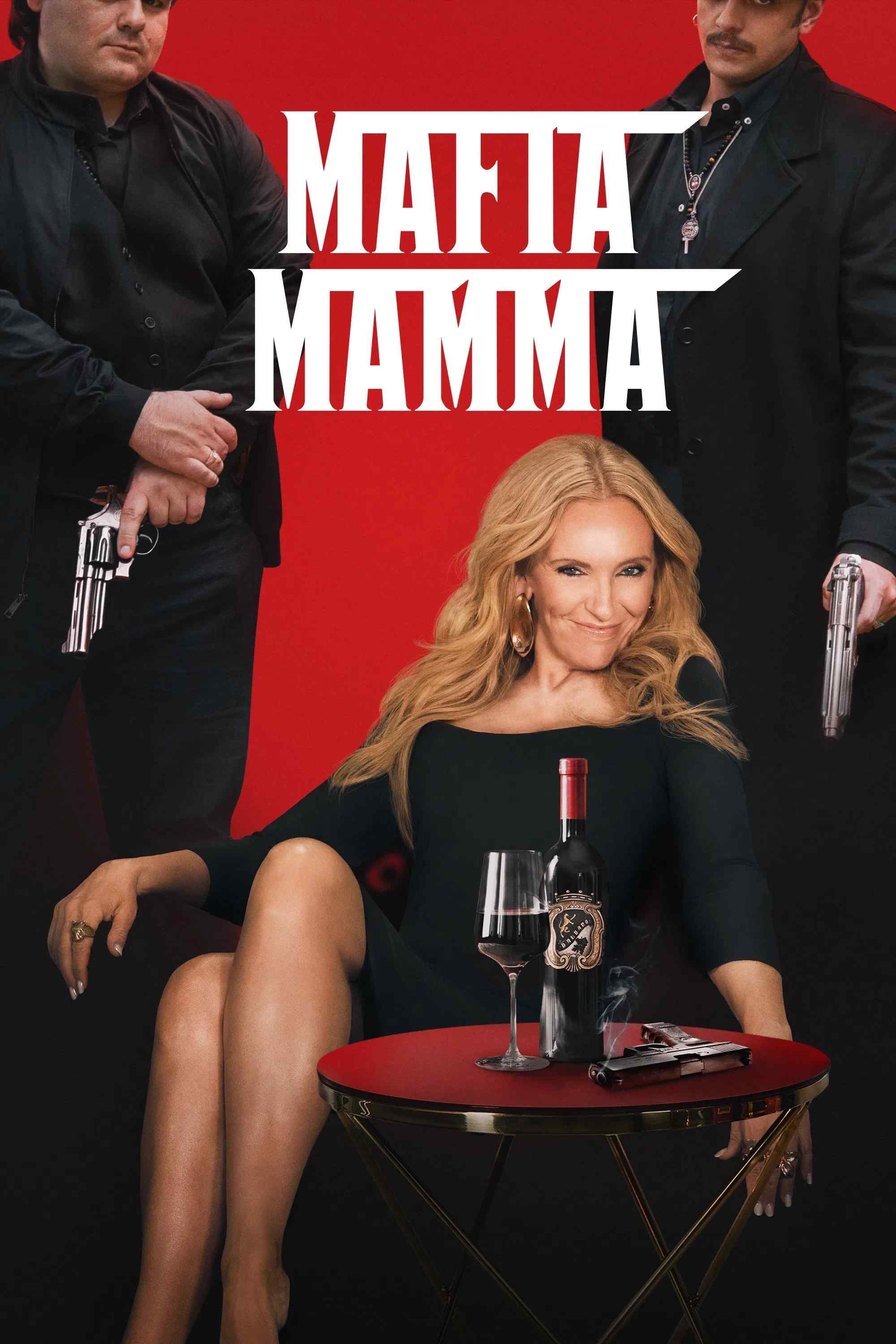 Poster chính thức của phim Phim Hài, Phim Hình Sự "Bà Trùm Mafia" (Mafia Mamma - 2023), với sự tham gia của diễn viên Toni Collette và Monica Bellucci.