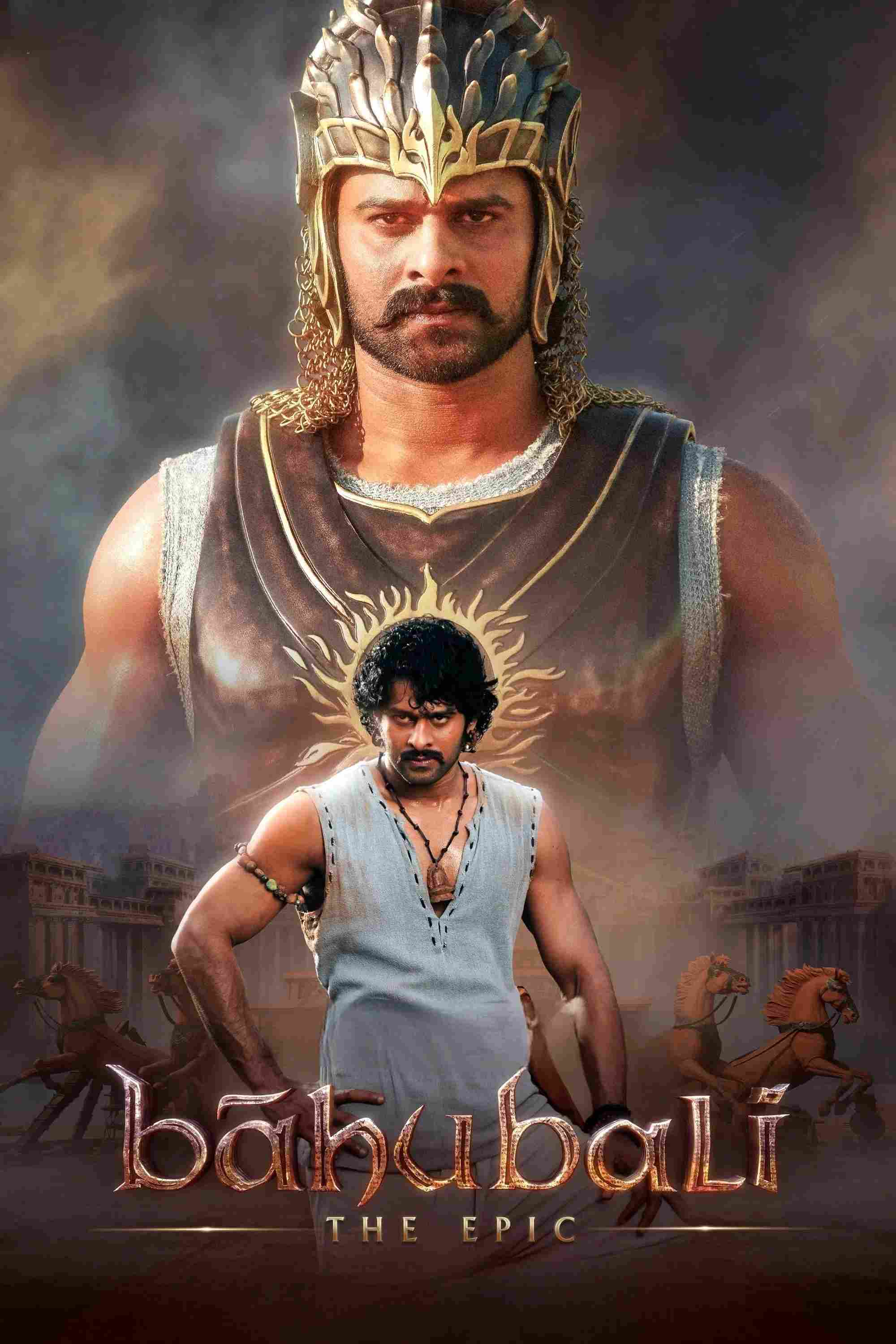 Poster chính thức của phim Phim Hành Động, Phim Tâm Lý "Baahubali: Bộ phim sử thi" (Bāhubali: The Epic - 2025), với sự tham gia của diễn viên Prabhas và Rana Daggubati.