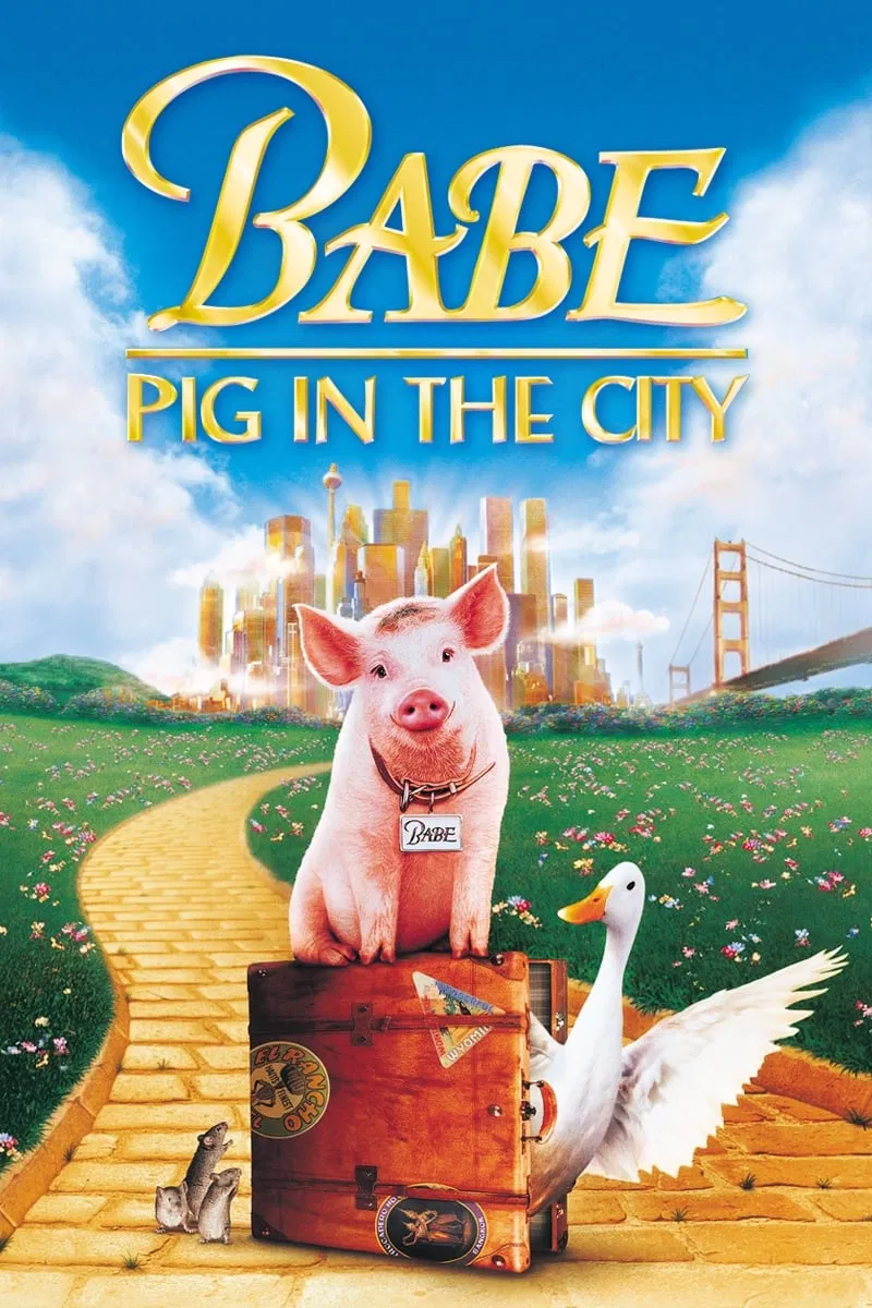 Poster chính thức của phim Phim Gia Đình, Phim Phiêu Lưu "Babe: Heo vào thành phố" (Babe: Pig in the City - 1998), với sự tham gia của diễn viên E. G. Daily và Magda Szubanski.