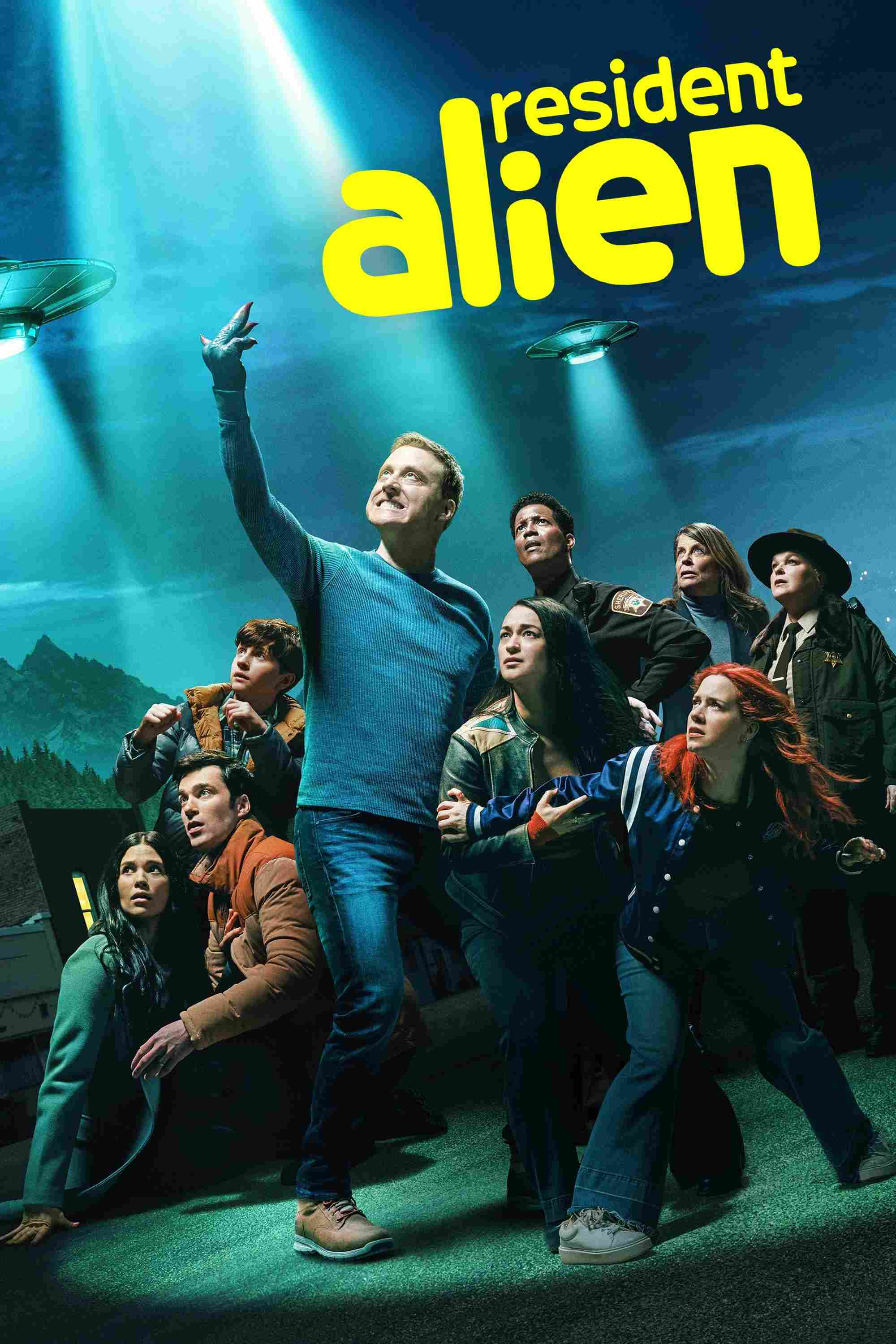 Poster chính thức của phim Phim Viễn Tưởng & Giả Tưởng "Bác Sĩ Ngoài Hành Tinh (Phần 2)" (Resident Alien - 2021), với sự tham gia của diễn viên Alan Tudyk và Sara Tomko.