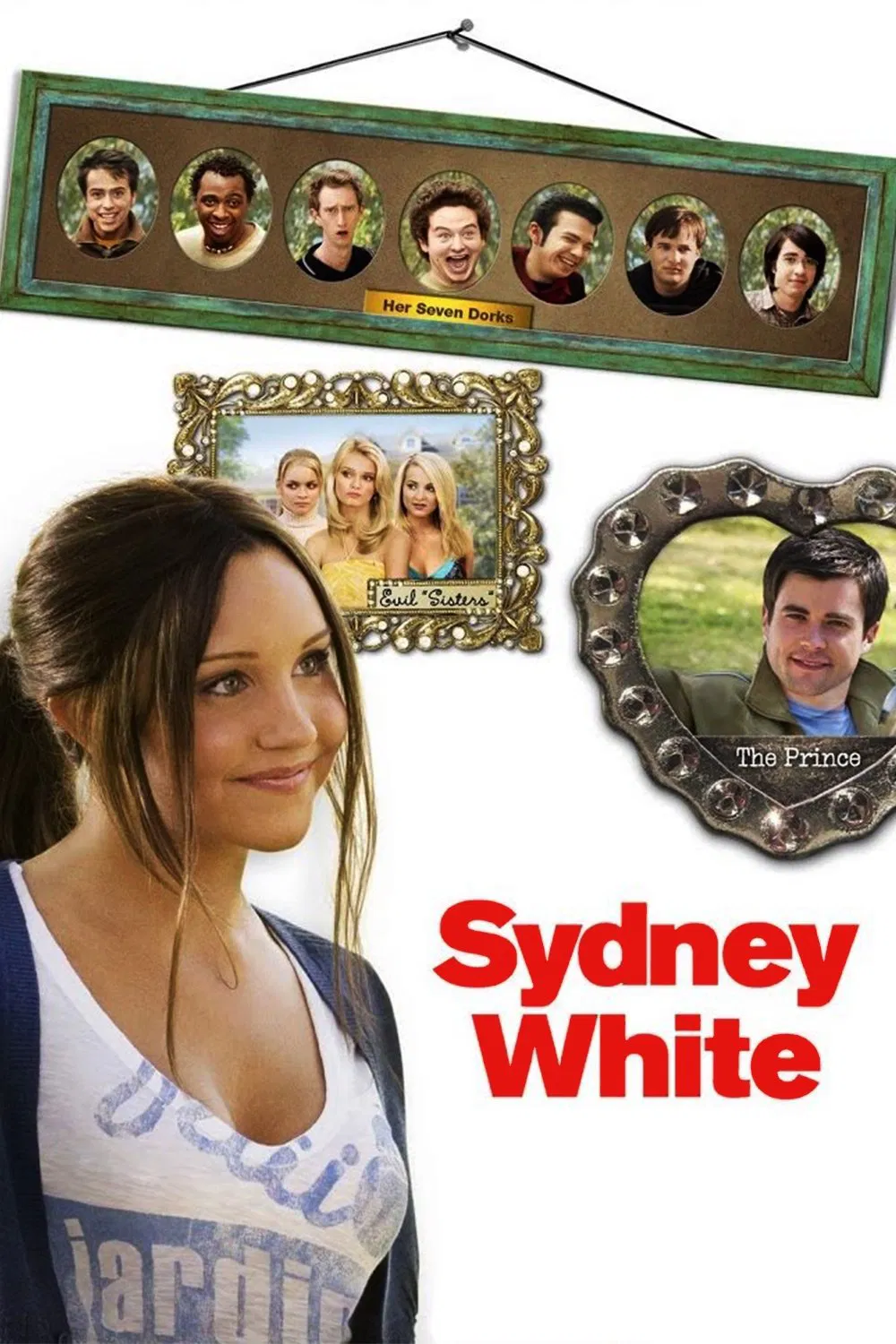 Poster chính thức của phim Phim Hài "Bạch Tuyết Tân Thời" (Sydney White - 2007), với sự tham gia của diễn viên Amanda Bynes và Sara Paxton.