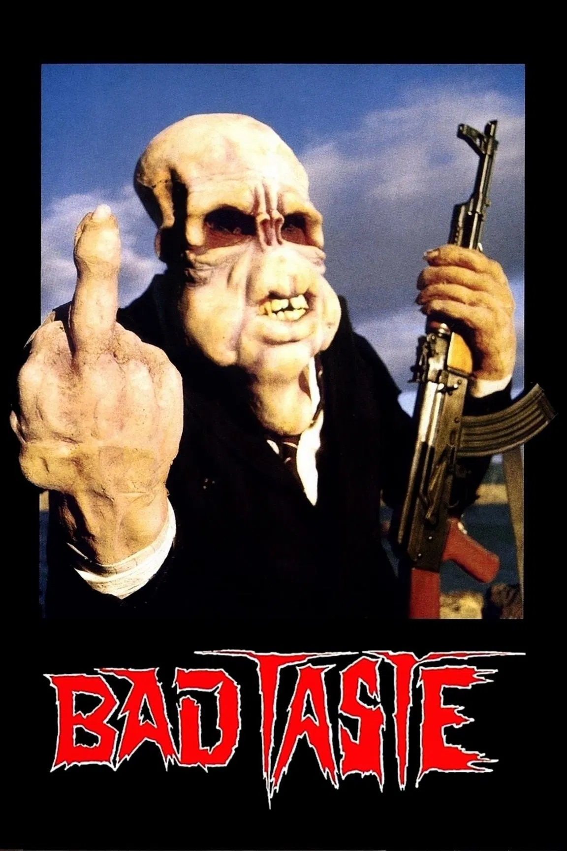 Poster chính thức của phim Phim Hành Động, Phim Hài "Bad Taste" (Bad Taste - 1987), với sự tham gia của diễn viên Terry Potter và Craig Smith.