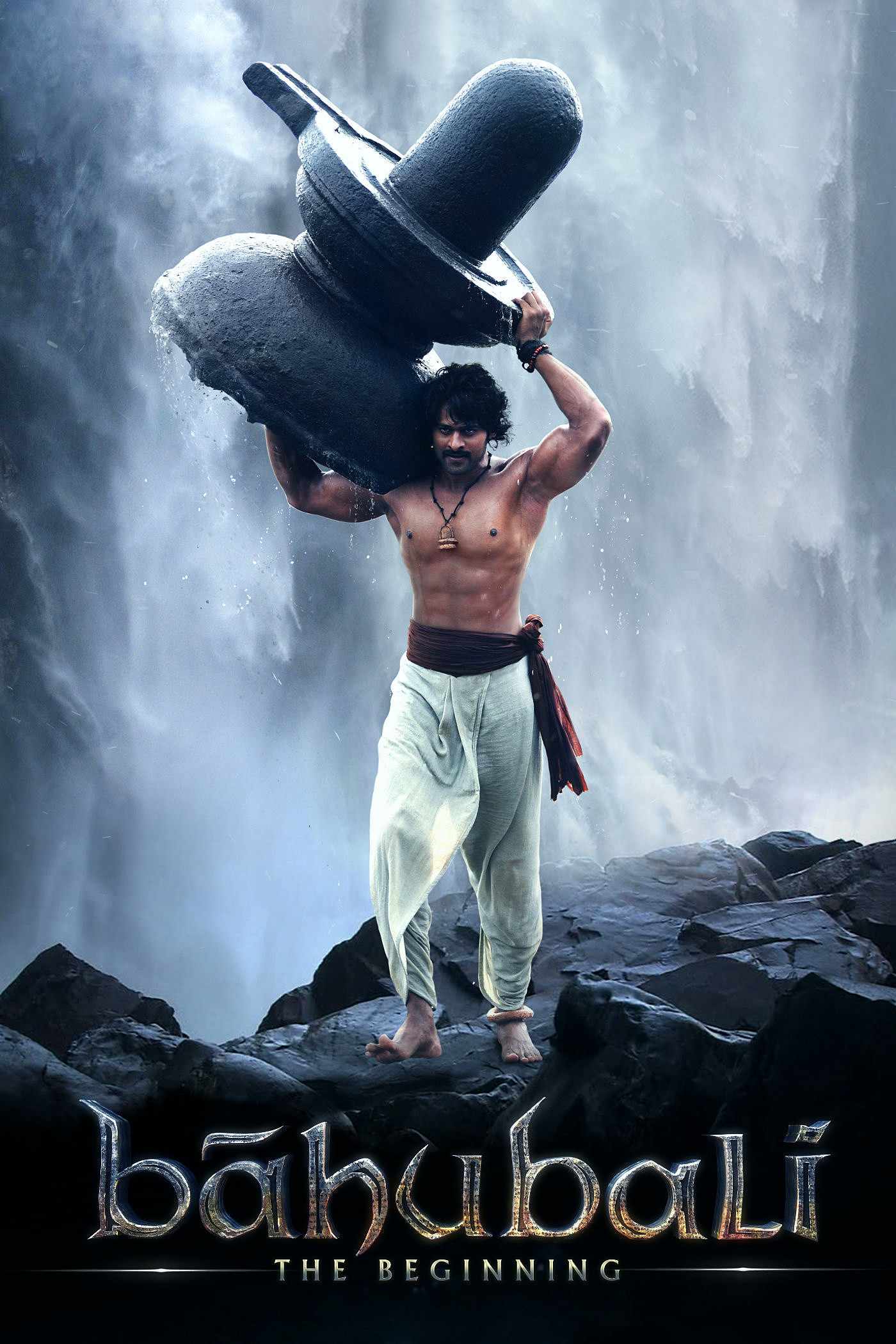 Poster chính thức của phim Phim Hành Động, Phim Tâm Lý "Bahubali: The Beginning" (Bāhubali: The Beginning - 2015), với sự tham gia của diễn viên Prabhas và Rana Daggubati.