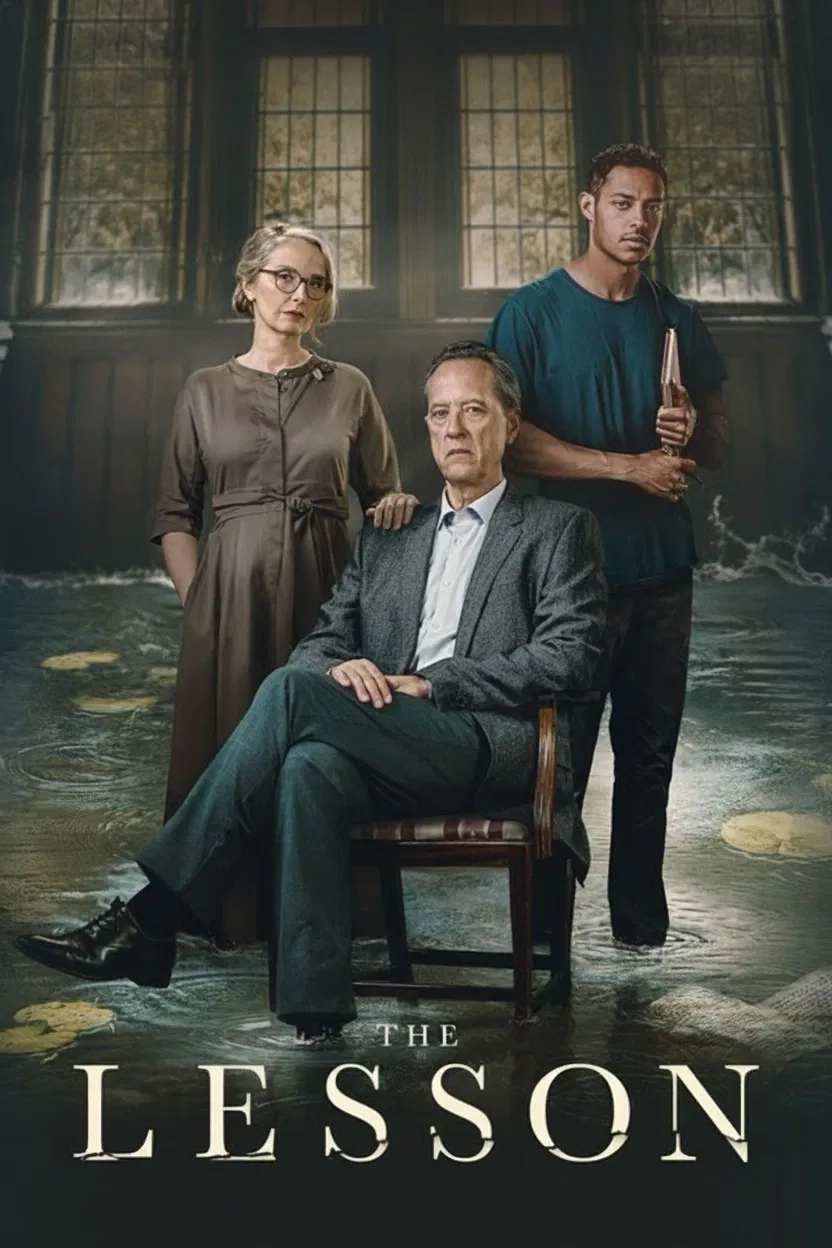 Poster chính thức của phim Phim Giật Gân, Phim Tâm Lý "Bài học" (The Lesson - 2023), với sự tham gia của diễn viên Richard E. Grant và Julie Delpy.