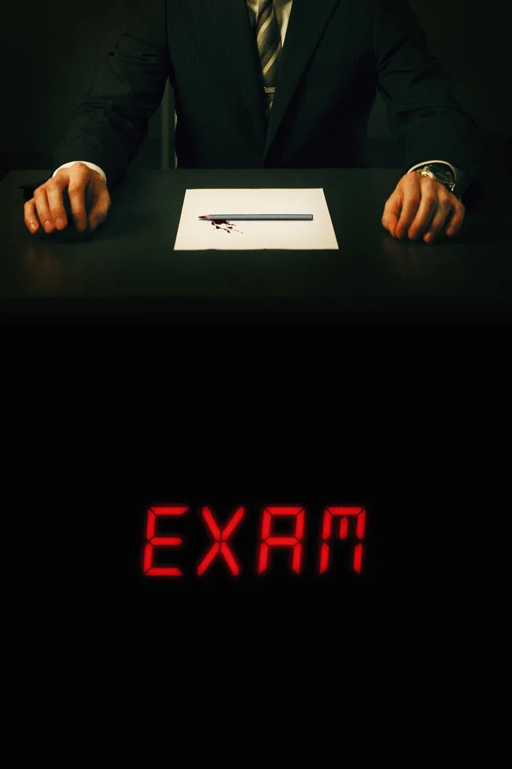 Poster chính thức của phim Phim Giật Gân, Phim Bí Ẩn "Bài Kiểm Tra Bí Ẩn" (Exam - 2009), với sự tham gia của diễn viên Luke Mably và Chukwudi Iwuji.