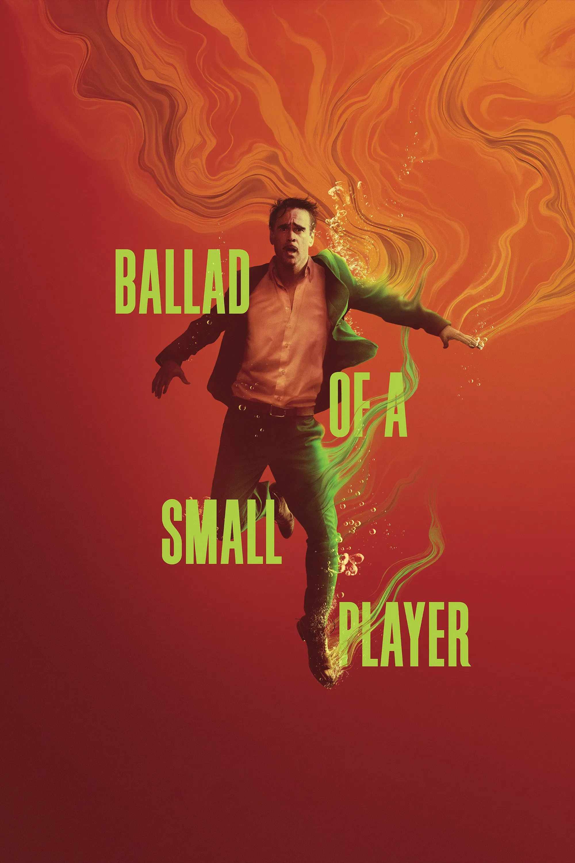 Poster chính thức của phim Phim Hình Sự, Phim Tâm Lý "Bản Balled Của Tay Bạc Nhỏ" (Ballad of a Small Player - 2025), với sự tham gia của diễn viên Colin Farrell và Trần Pháp Lai.