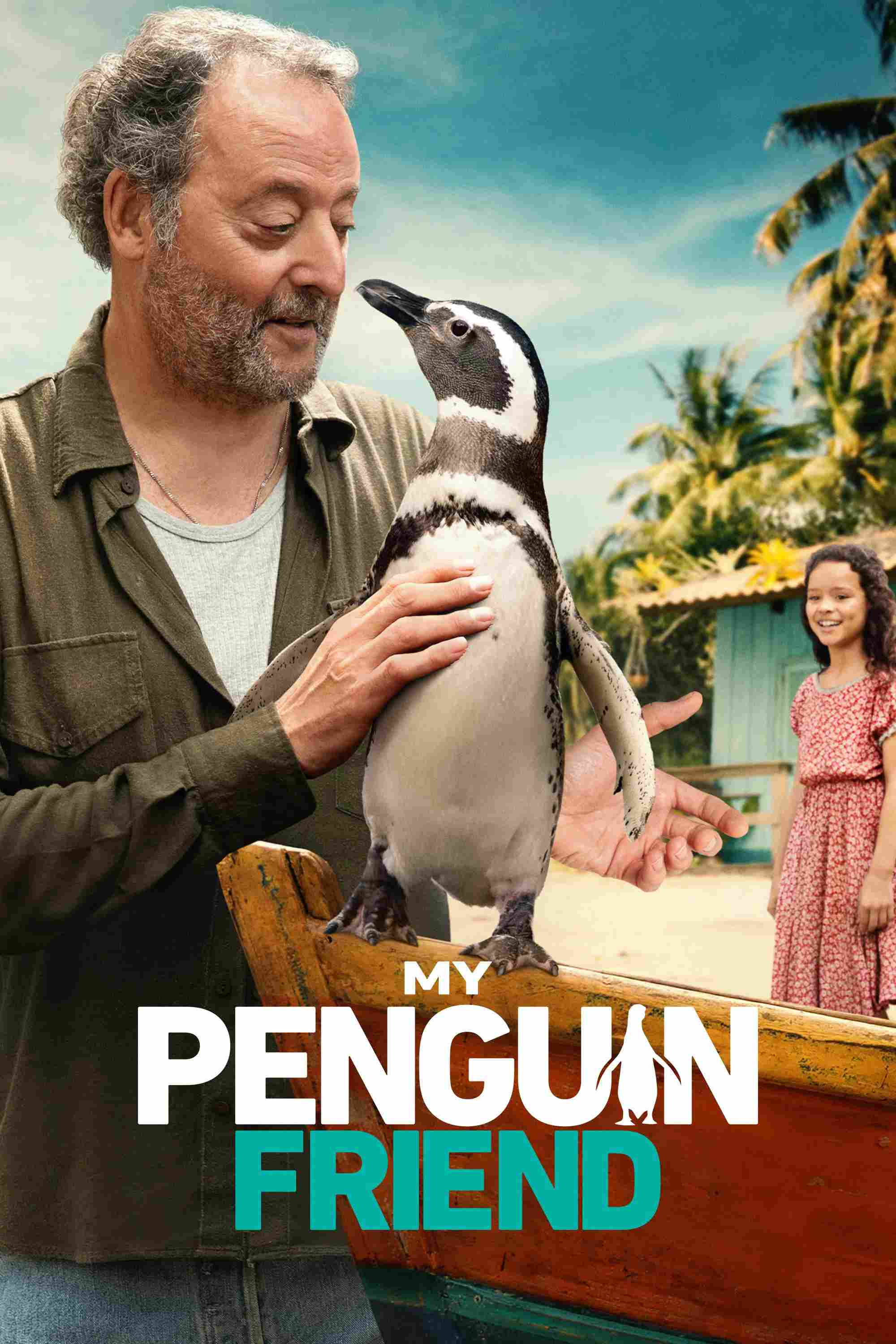 Poster chính thức của phim Phim Gia Đình, Phim Phiêu Lưu "Bạn Chim Cánh Cụt Của Tôi" (My Penguin Friend - 2024), với sự tham gia của diễn viên Jean Reno và Adriana Barraza.