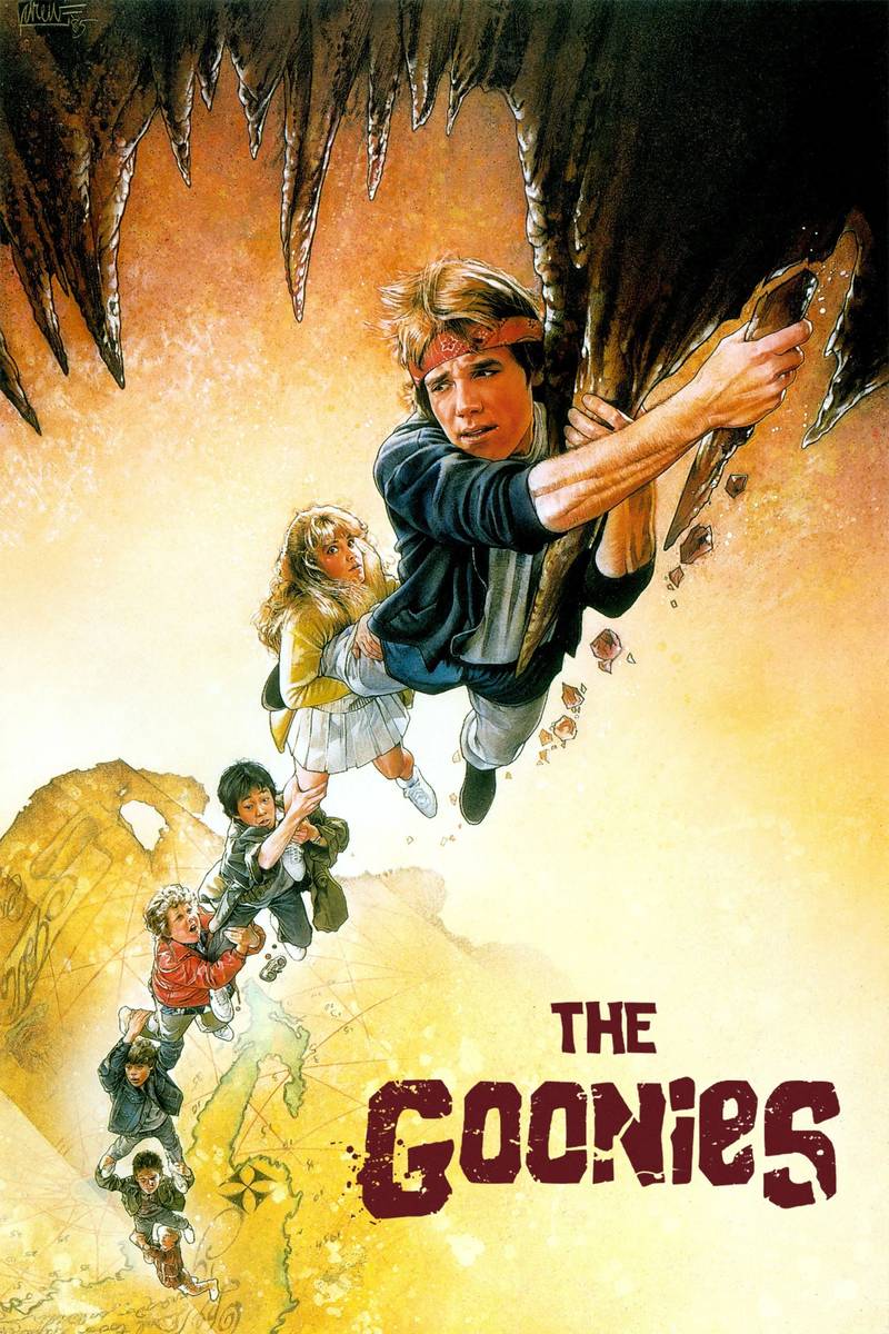 Poster chính thức của phim Phim Phiêu Lưu, Phim Hài "Bản Đồ Kho Báu" (The Goonies - 1985), với sự tham gia của diễn viên Sean Astin và Josh Brolin.