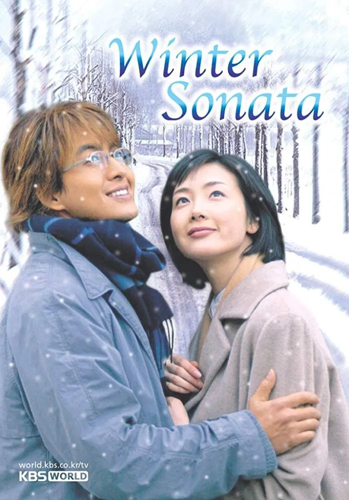 Poster chính thức của phim Phim Tâm Lý "Bản Tình Ca Mùa Đông" (Winter Sonata - 2002), với sự tham gia của diễn viên Bae Yong-jun và Choi Ji-woo.
