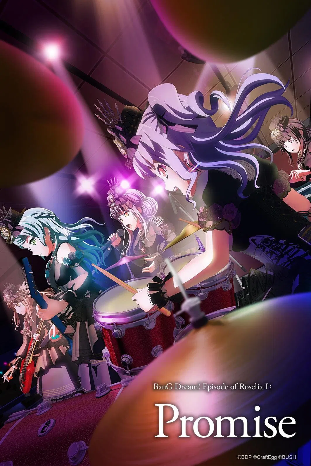 Poster chính thức của phim Phim Hoạt Hình, Phim Ca Nhạc "BanG Dream! Episode of Roselia I: Yakusoku" (BanG Dream! Episode of Roselia I: Promise - 2021), với sự tham gia của diễn viên Aina Aiba và Haruka Kudou.