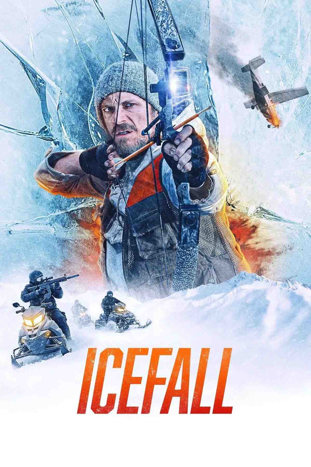 Poster chính thức của phim Phim Hành Động, Phim Hình Sự "Băng Tan" (Icefall - 2025), với sự tham gia của diễn viên Joel Kinnaman và Cara Jade Myers.