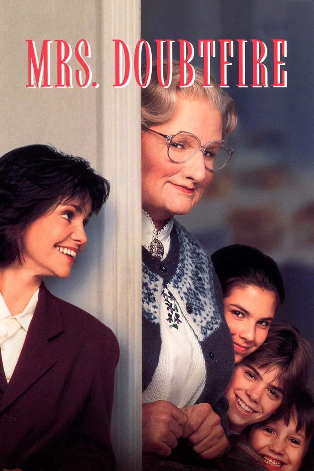 Poster chính thức của phim Phim Hài, Phim Tâm Lý "Bảo Mẫu Giả Danh" (Mrs. Doubtfire - 1993), với sự tham gia của diễn viên Robin Williams và Sally Field.