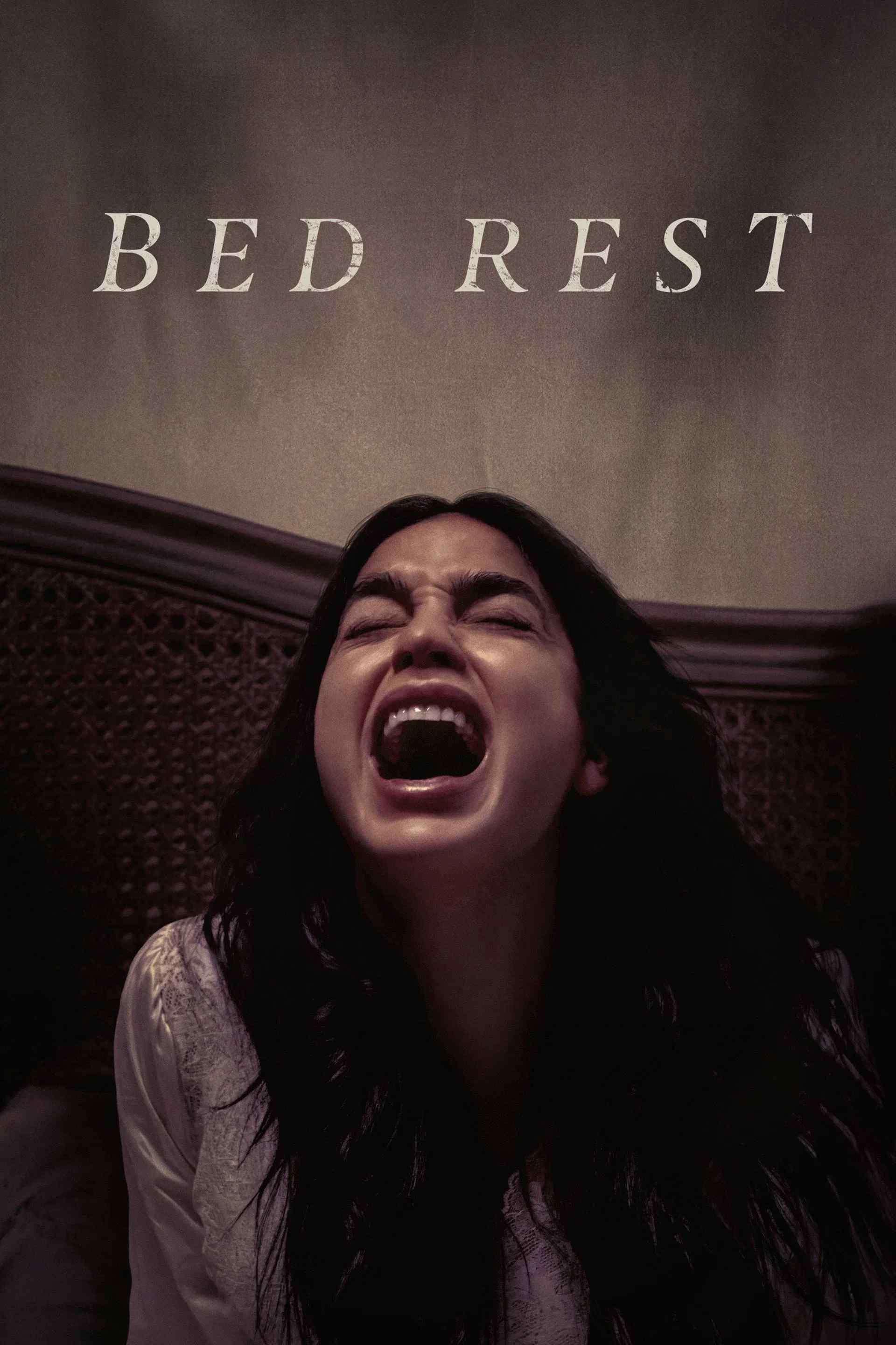 Poster chính thức của phim Phim Kinh Dị "Bào Thai Quỷ Dị" (Bed Rest - 2023), với sự tham gia của diễn viên Melissa Barrera và Guy Burnet.