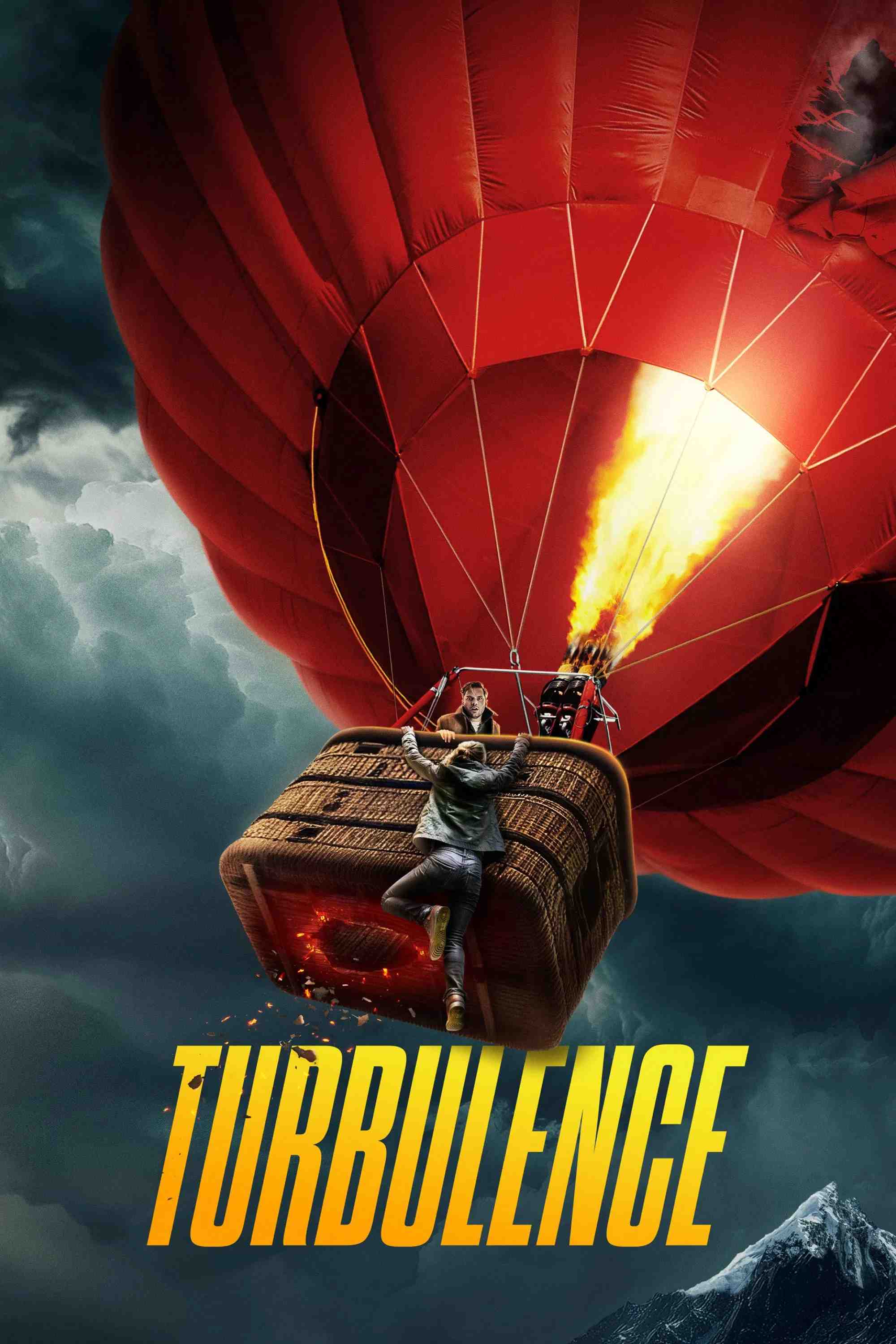 Poster chính thức của phim Phim Giật Gân, Phim Hành Động "Bão Tố Không Trung" (Turbulence - 2025), với sự tham gia của diễn viên Jeremy Irvine và Olga Kurylenko.