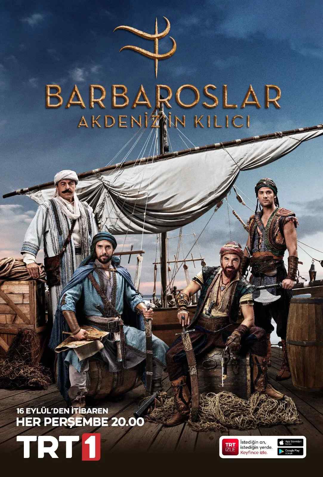 Poster chính thức của phim Phim Tâm Lý, Phim Chiến Tranh & Chính Trị "Barbaros: Thanh Kiếm Địa Trung Hải" (Barbaroslar - 2021), với sự tham gia của diễn viên Engin Altan Düzyatan và Ulaş Tuna Astepe.