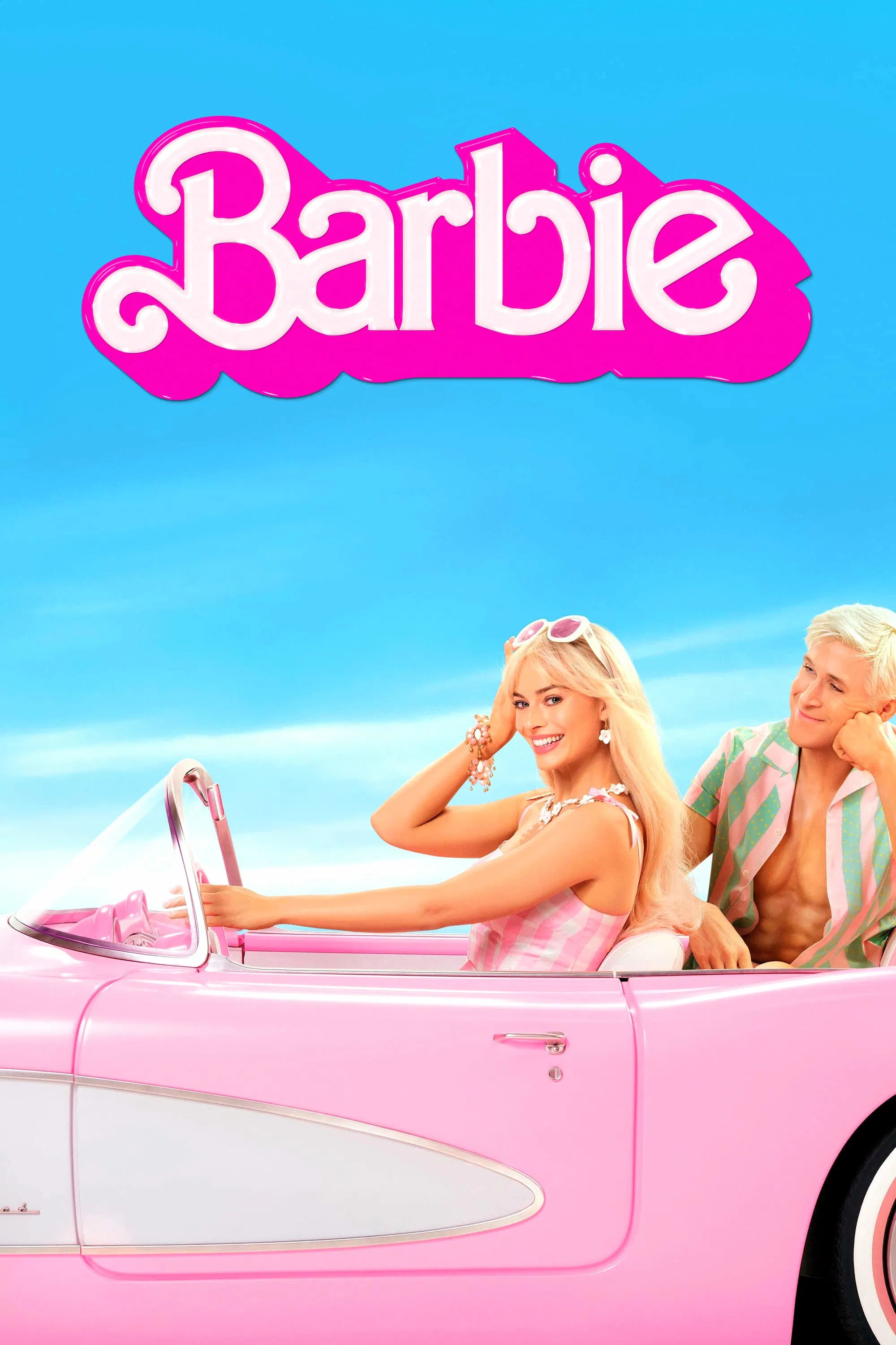 Poster chính thức của phim Phim Hài, Phim Phiêu Lưu "Barbie" (Barbie - 2023), với sự tham gia của diễn viên Margot Robbie và Ryan Gosling.