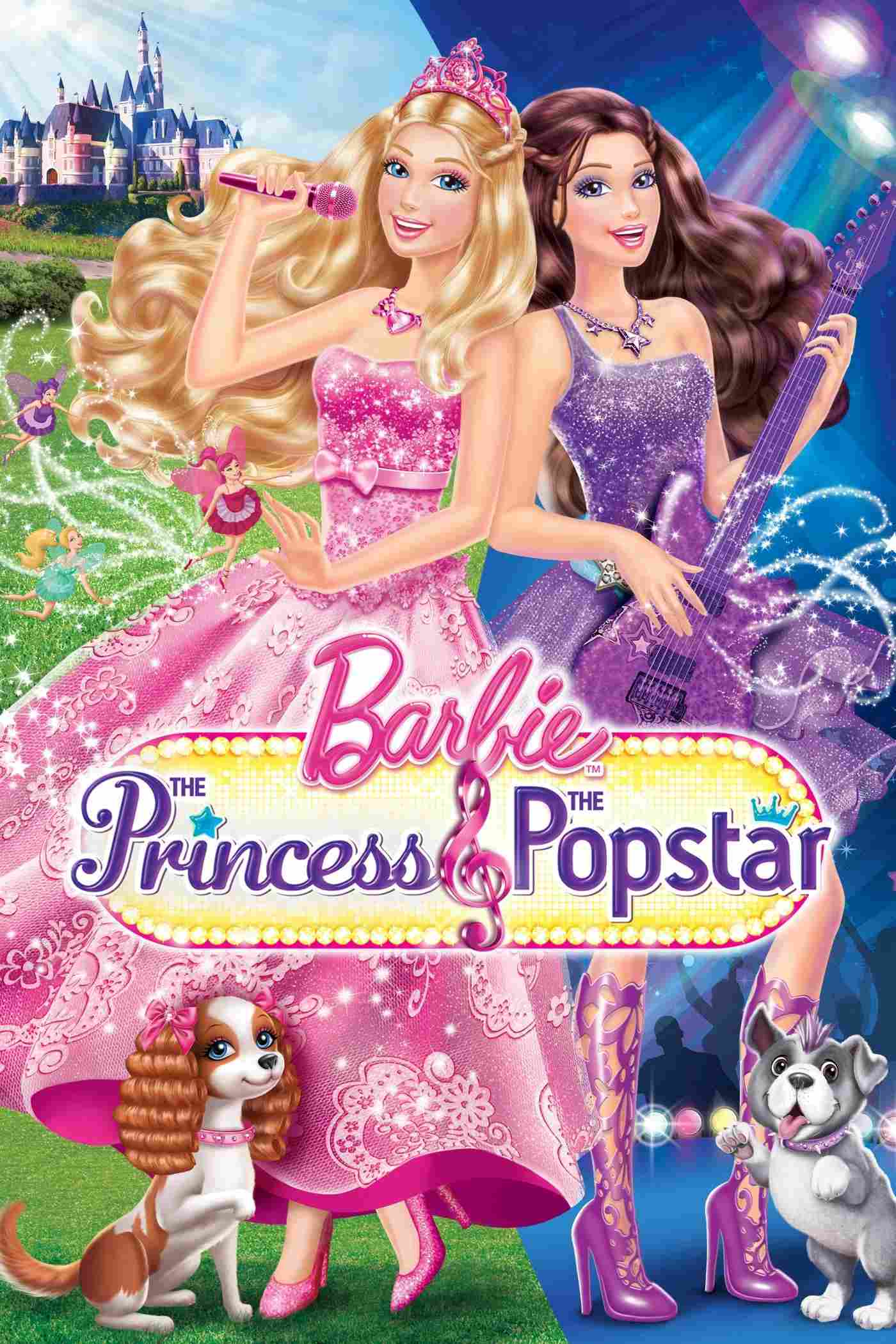 Poster chính thức của phim Phim Gia Đình, Phim Hoạt Hình "Barbie: The Princess & the Popstar" (Barbie: The Princess & the Popstar - 2012), với sự tham gia của diễn viên Kelly Sheridan và Ashleigh Ball.