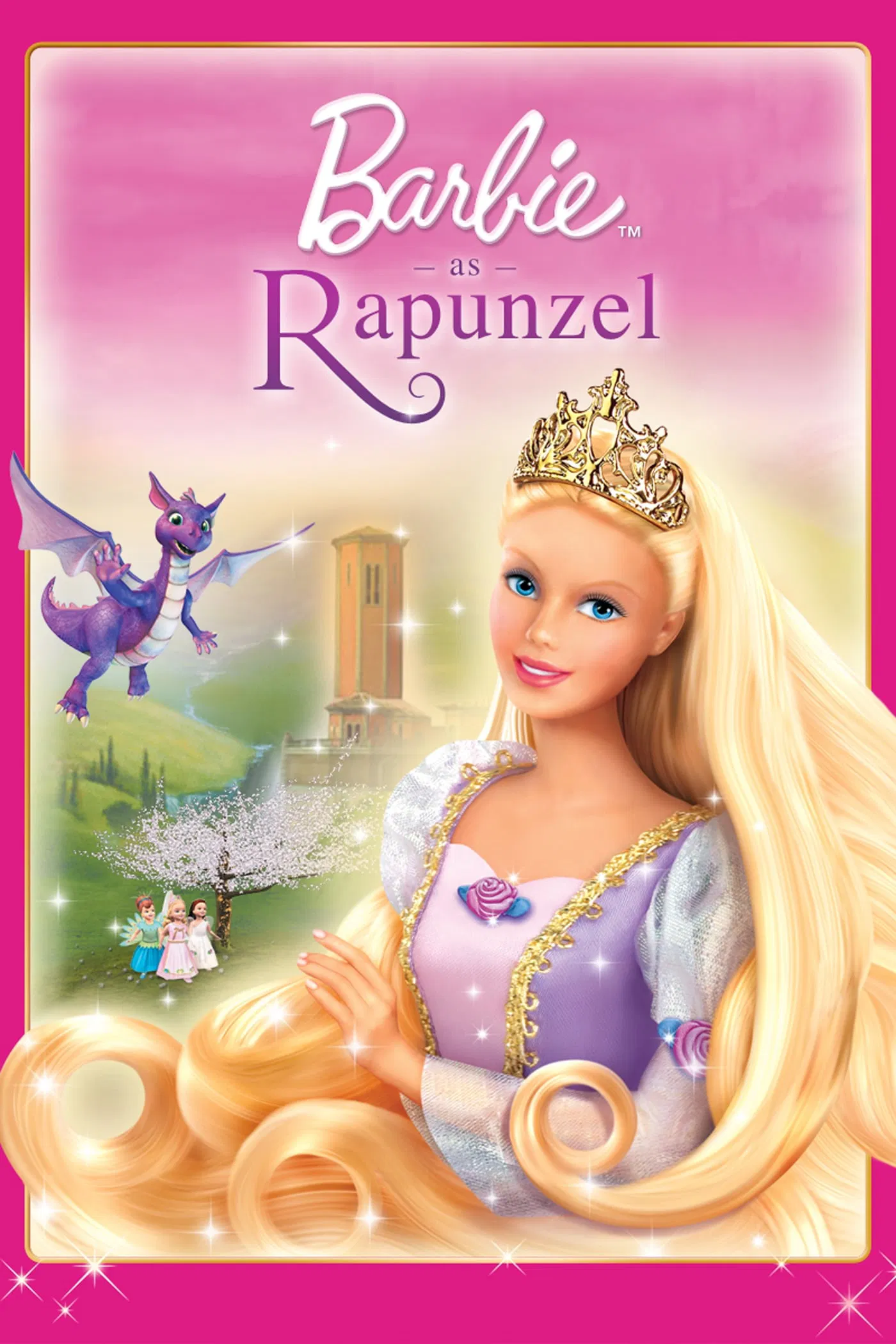 Poster chính thức của phim Phim Hoạt Hình, Phim Gia Đình "Barbie vào vai Rapunzel" (Barbie as Rapunzel - 2002), với sự tham gia của diễn viên Kelly Sheridan và Anjelica Huston.