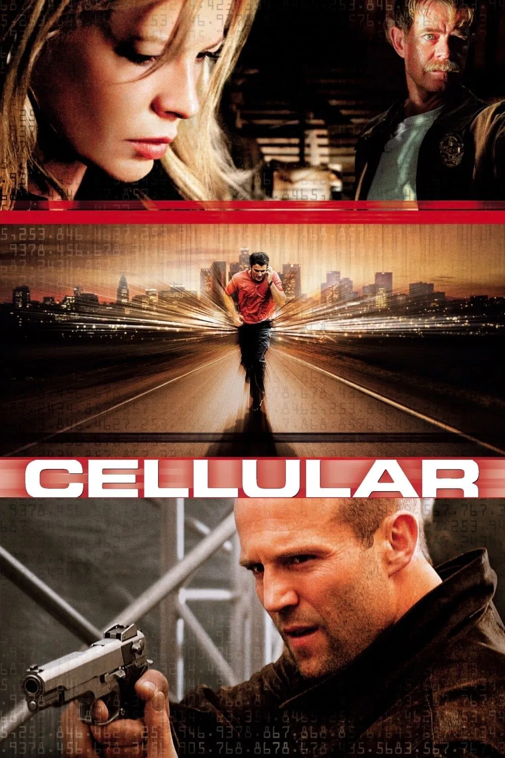 Poster chính thức của phim Phim Hành Động, Phim Giật Gân "Bắt Cóc (Tín Hiệu Sống)" (Cellular - 2004), với sự tham gia của diễn viên Kim Basinger và Chris Evans.