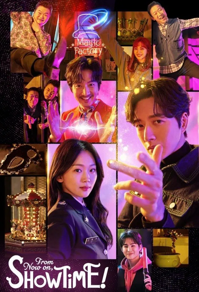 Poster chính thức của phim Phim Hài, Phim Bí Ẩn "Bắt Ma Phá Án" (From Now On, Showtime! - 2022), với sự tham gia của diễn viên Park Hae-jin và Jin Ki-joo.