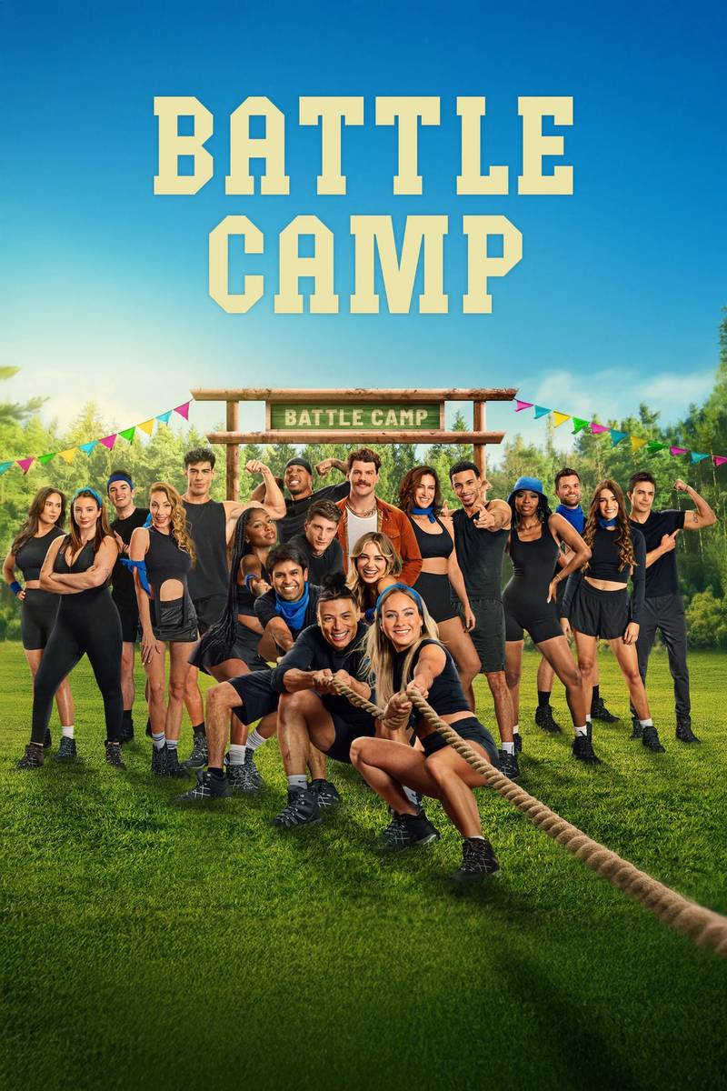 Poster chính thức của phim Truyền Hình Thực Tế "Battle Camp" (Battle Camp - 2025), với sự tham gia của diễn viên Taylor Lewan.