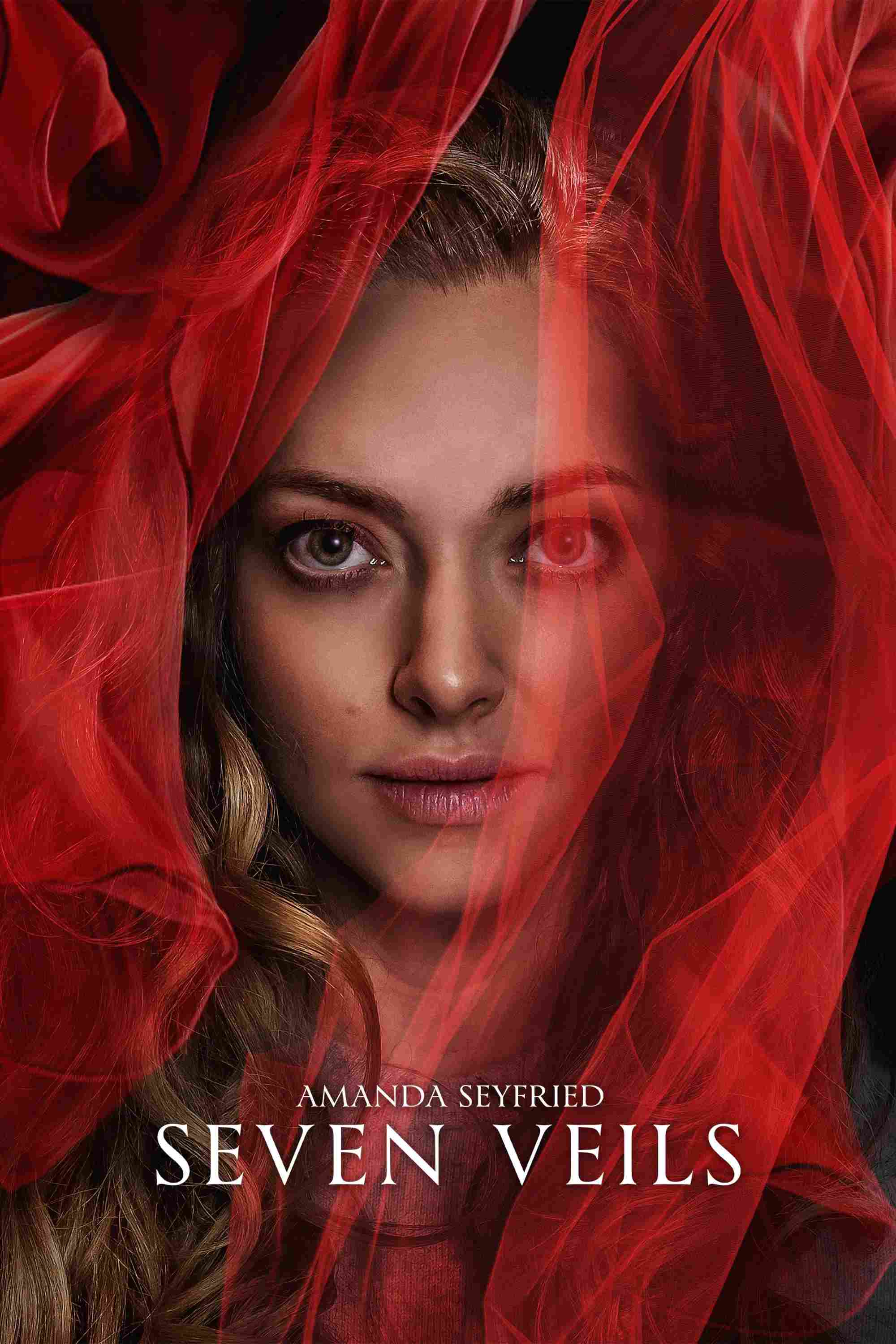 Poster chính thức của phim Phim Tâm Lý "Bảy Tấm Màn Che" (Seven Veils - 2025), với sự tham gia của diễn viên Amanda Seyfried và Rebecca Liddiard.