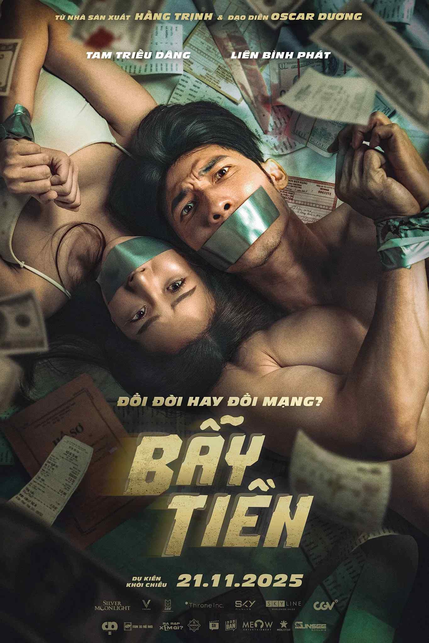 Poster chính thức của phim Phim Hành Động "Bẫy Tiền" (The Fatal Dealz - 2025), với sự tham gia của diễn viên Kiều Oanh và Liên Bỉnh Phát.