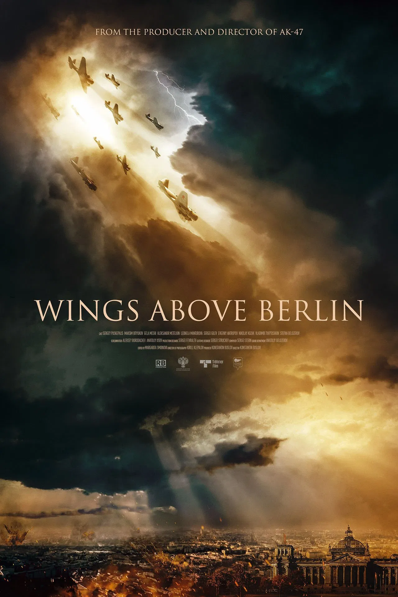 Poster chính thức của phim Phim Tình Cảm, Phim Lịch Sử "Béc-Lin Trên Không" (Wings Above Berlin - 2022), với sự tham gia của diễn viên Sergey Puskepalis và Maksim Bityukov.