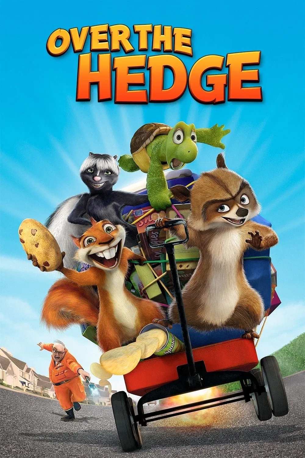 Poster chính thức của phim Phim Gia Đình, Phim Hài "Bên Kia Hàng Rào" (Over the Hedge - 2006), với sự tham gia của diễn viên Bruce Willis và Garry Shandling.