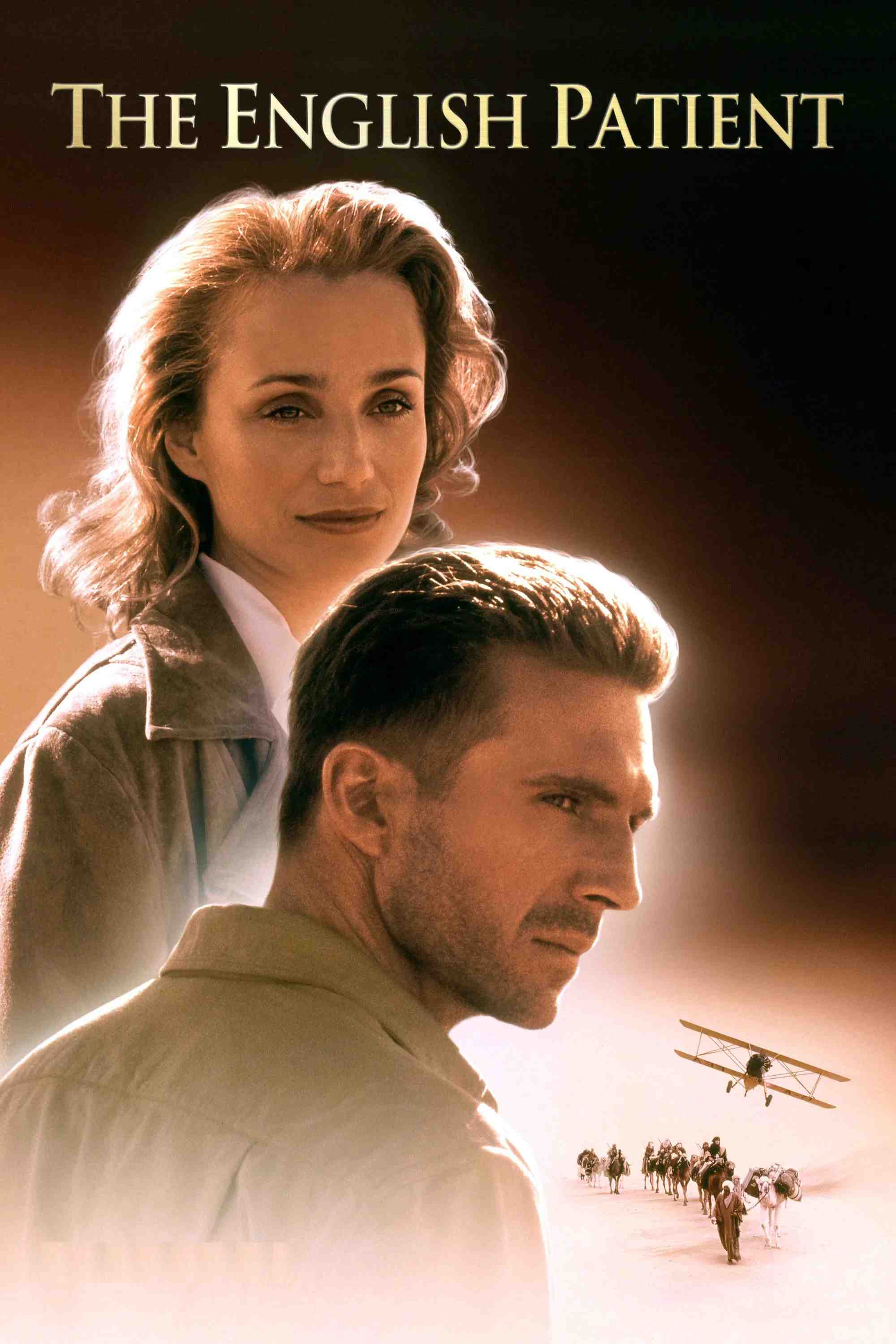 Poster chính thức của phim Phim Tâm Lý, Phim Tình Cảm "Bệnh Nhân Người Anh" (The English Patient - 1996), với sự tham gia của diễn viên Ralph Fiennes và Juliette Binoche.