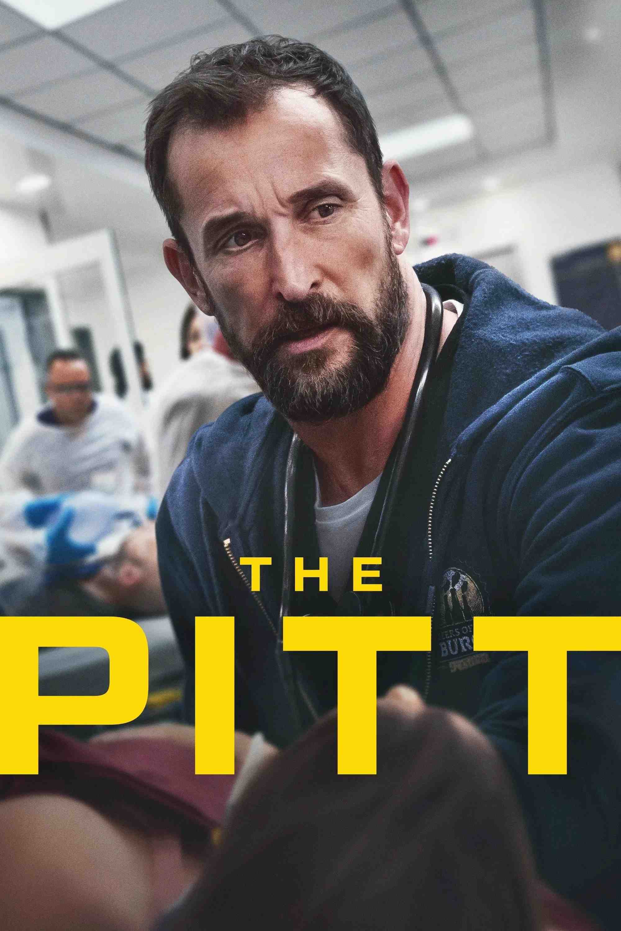 Poster chính thức của phim Phim Tâm Lý "Bệnh Viện Pitt" (The Pitt - 2025), với sự tham gia của diễn viên Noah Wyle và Tracy Ifeachor.