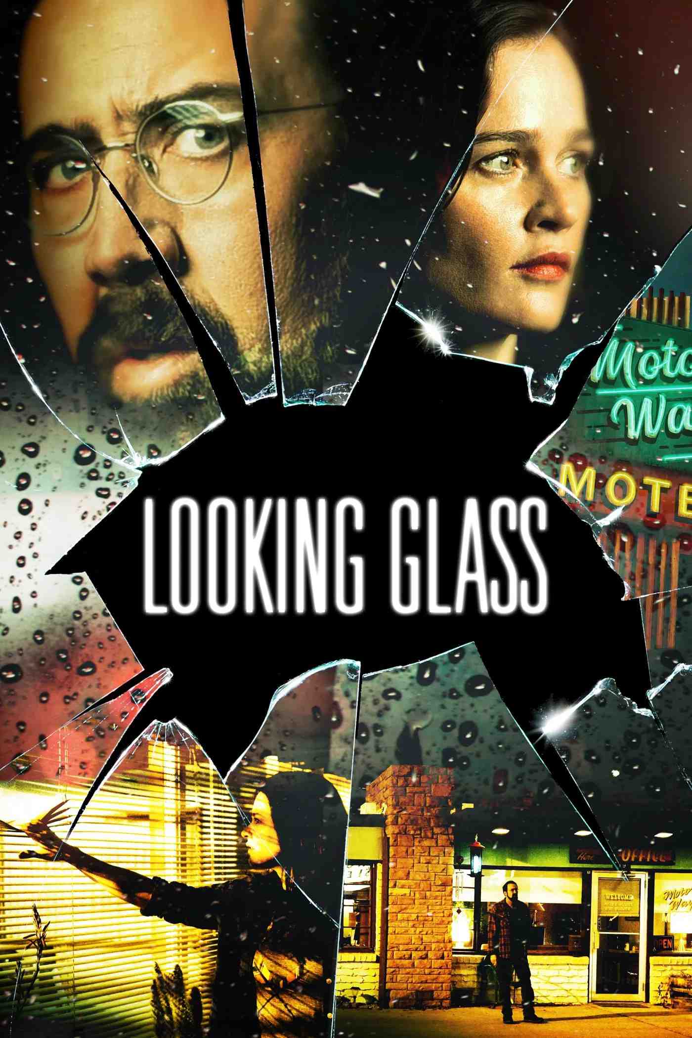 Poster chính thức của phim Phim Giật Gân, Phim Bí Ẩn "Bí Ẩn Sau Tấm Gương" (Looking Glass - 2018), với sự tham gia của diễn viên Nicolas Cage và Robin Tunney.