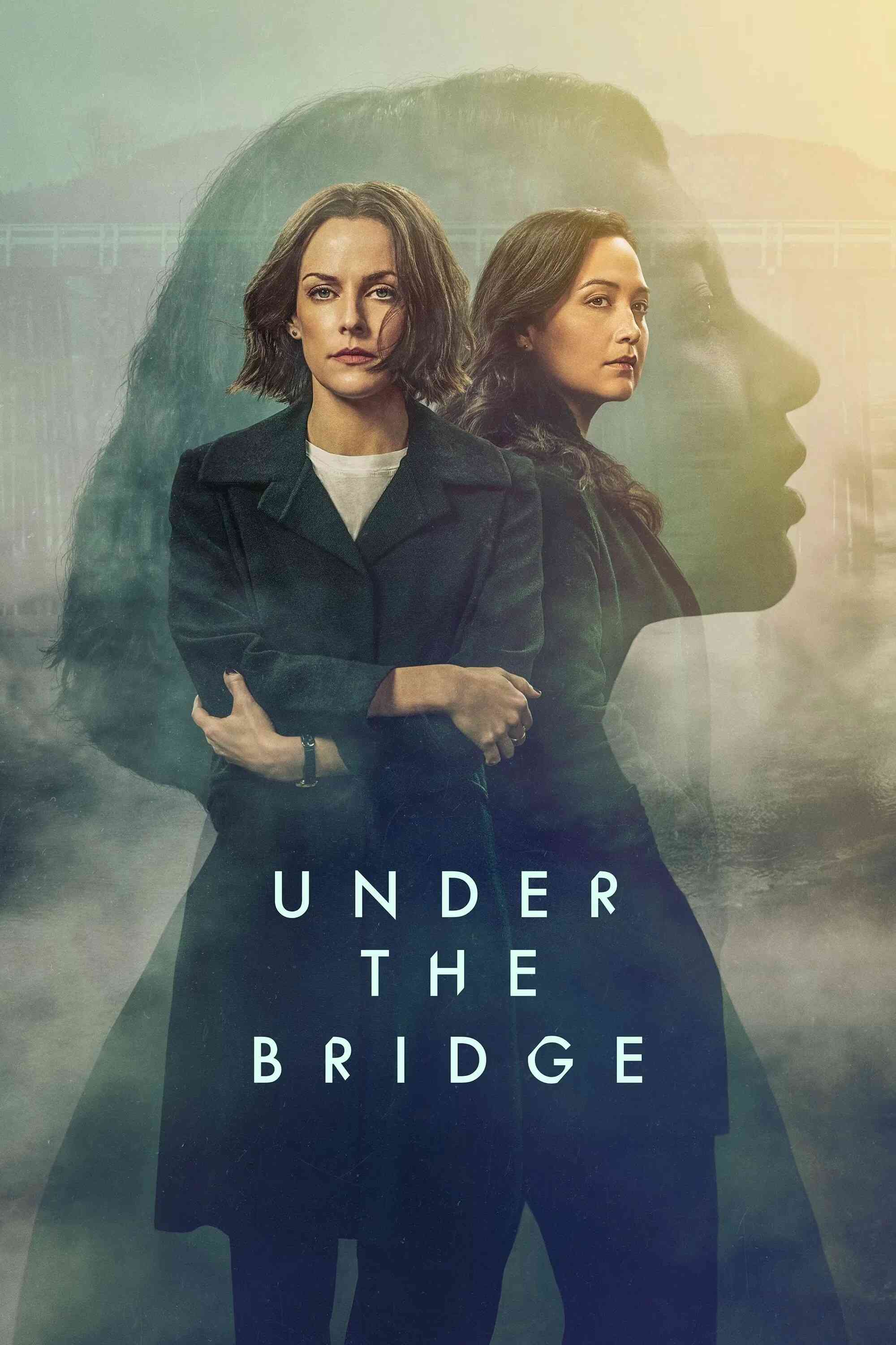 Poster chính thức của phim Phim Tâm Lý, Phim Hình Sự "Bi Kịch Dưới Chân Cầu" (Under the Bridge - 2024), với sự tham gia của diễn viên Lily Gladstone và Riley Keough.