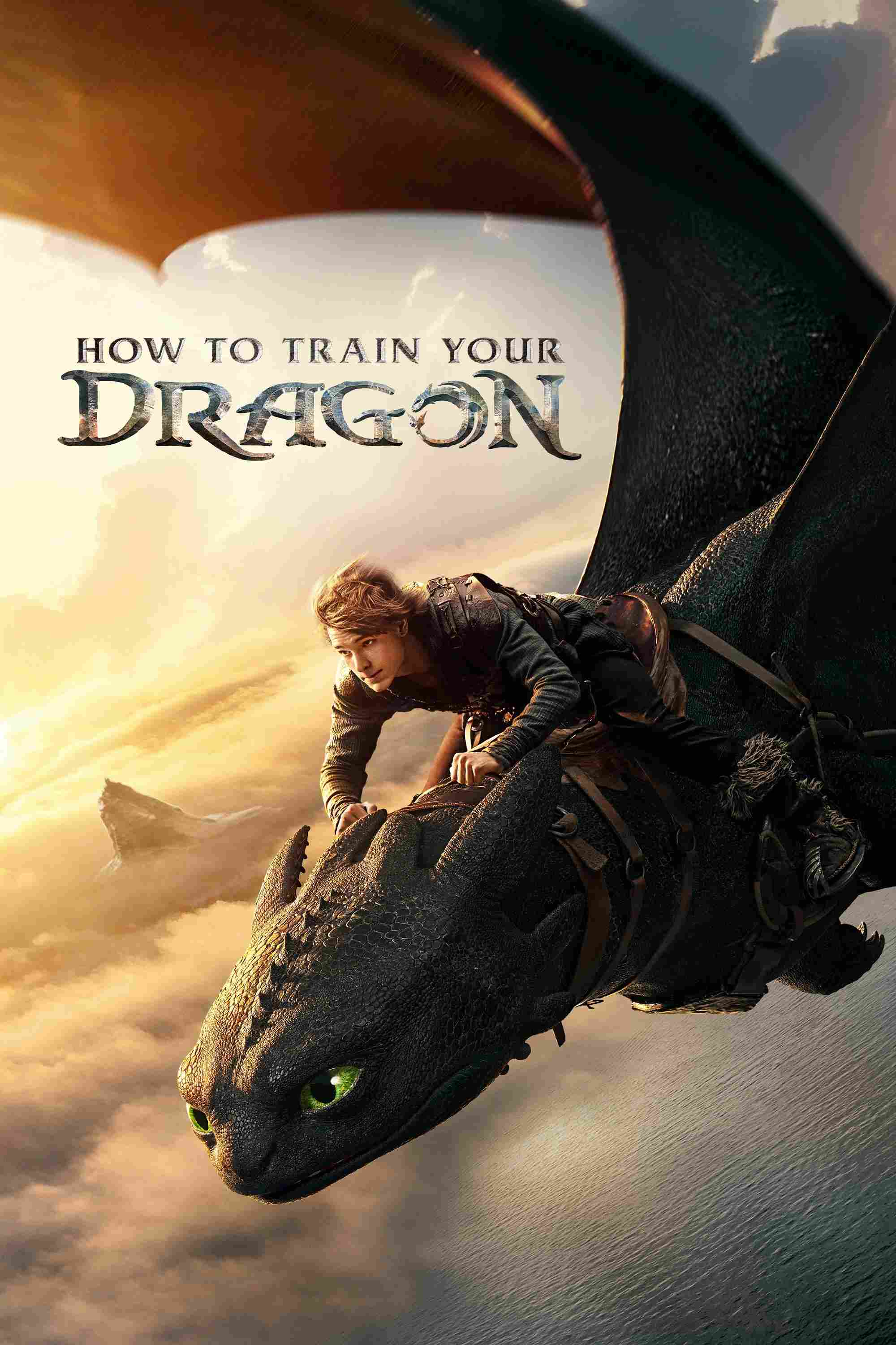 Poster chính thức của phim Phim Giả Tượng, Phim Gia Đình "Bí Kíp Luyện Rồng" (How to Train Your Dragon - 2025), với sự tham gia của diễn viên Mason Thames và Nico Parker.
