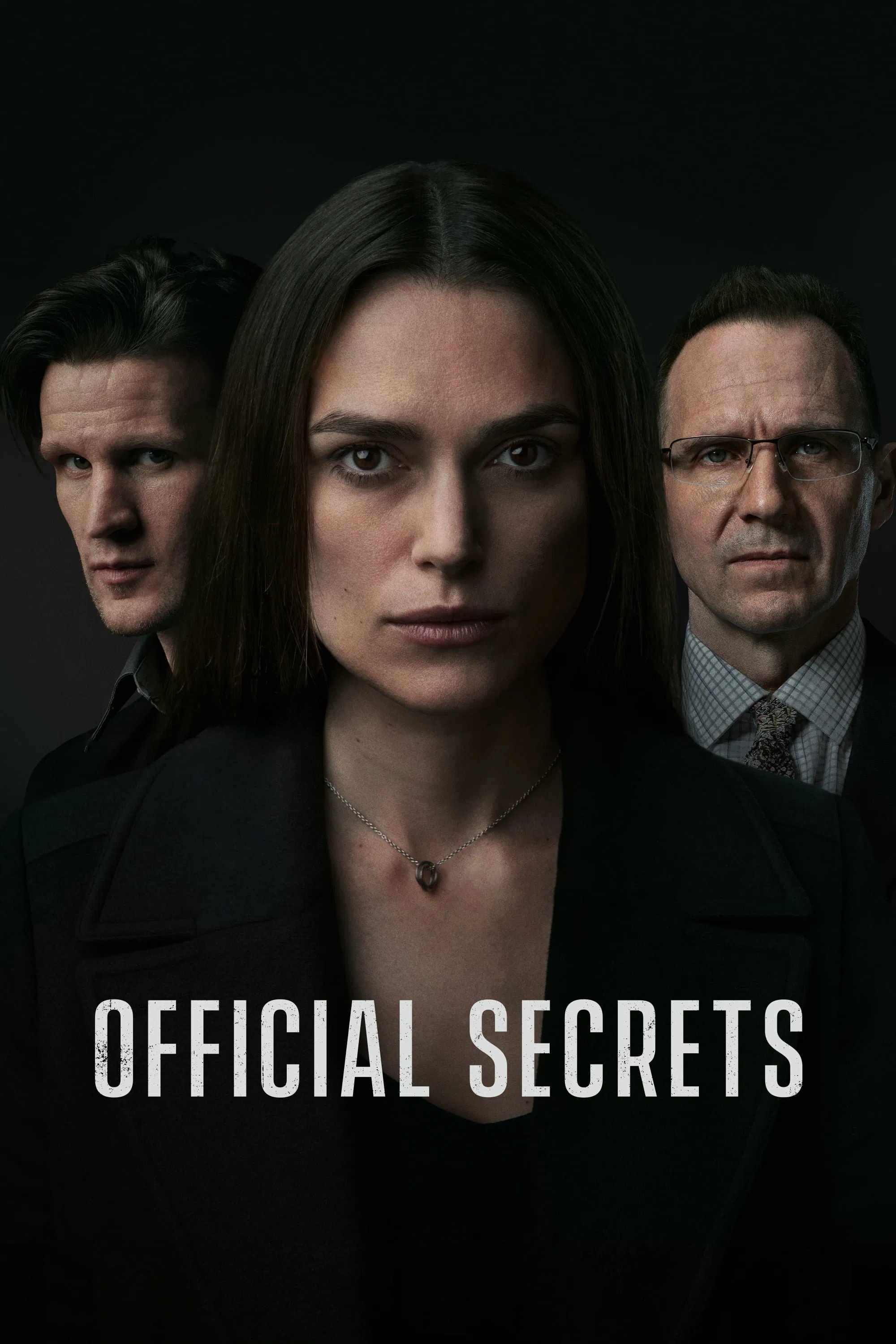 Poster chính thức của phim Phim Giật Gân, Phim Lịch Sử "Bí Mật Che Giấu" (Official Secrets - 2019), với sự tham gia của diễn viên Keira Knightley và Matt Smith.