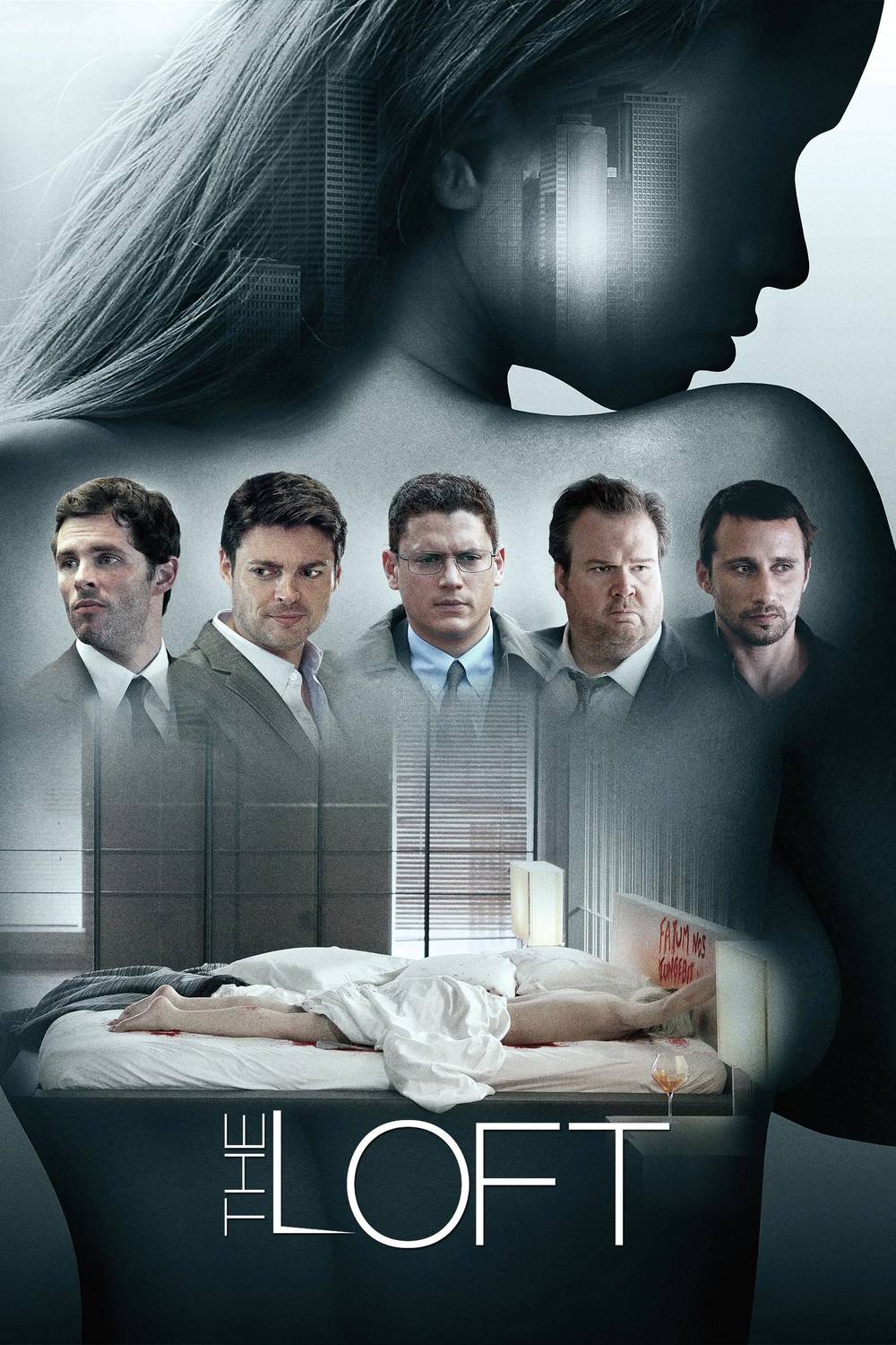 Poster chính thức của phim Phim Giật Gân "Bí Mật Của Các Quý Ông" (The Loft - 2014), với sự tham gia của diễn viên Karl Urban và James Marsden.