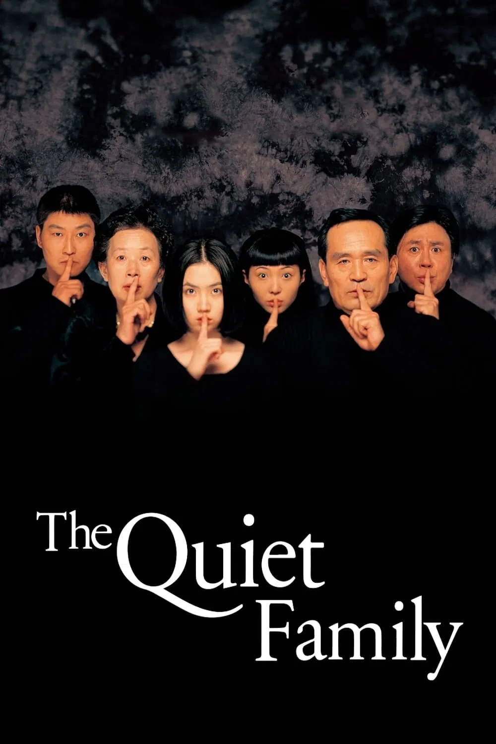 Poster chính thức của phim Phim Kinh Dị, Phim Hài "Bí Mật Của Gia Đình" (The Quiet Family - 1998), với sự tham gia của diễn viên Park In-hwan và Na Moon-hee.