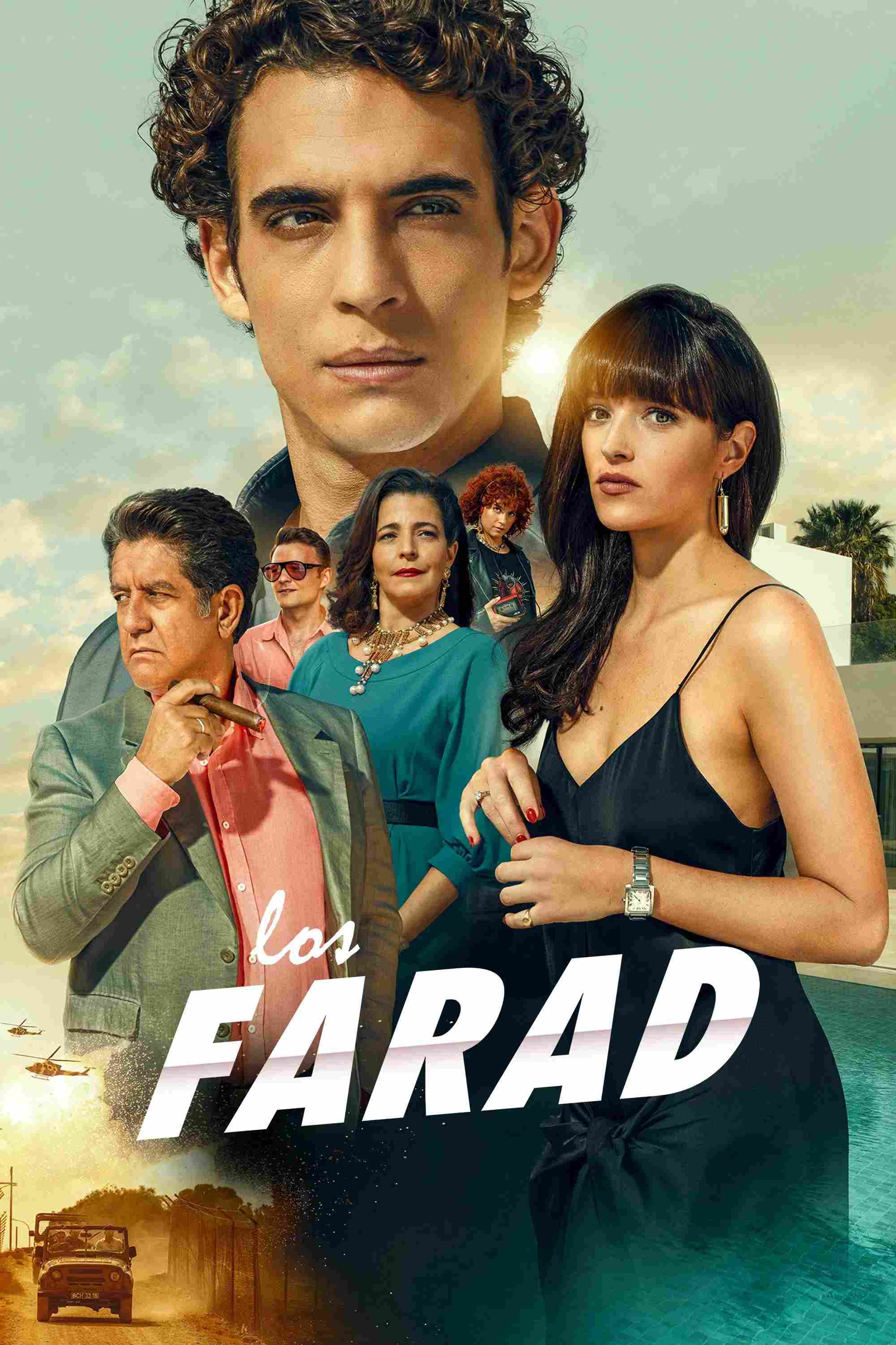 Poster chính thức của phim Phim Tâm Lý, Phim Hình Sự "Bí Mật Gia Tộc Farad (Phần 1)" (Los Farad - 2023), với sự tham gia của diễn viên Miguel Herrán và Susana Abaitua.
