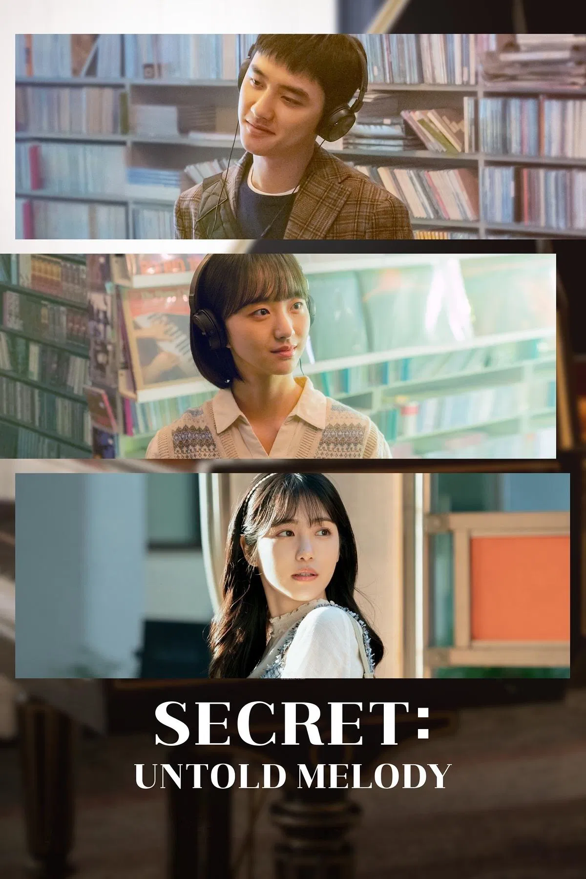 Poster chính thức của phim Phim Tình Cảm, Phim Giả Tượng "Bí Mật Không Thể Nói (Bản Hàn)" (Secret: Untold Melody - 2025), với sự tham gia của diễn viên Doh Kyung-soo và Won Jin-ah.