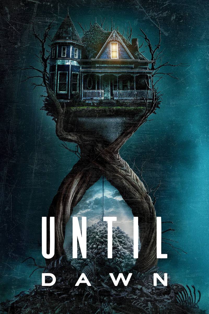 Poster chính thức của phim Phim Kinh Dị, Phim Bí Ẩn "Bí Mật Kinh Hoàng" (Until Dawn - 2025), với sự tham gia của diễn viên Ella Rubin và Maia Mitchell.