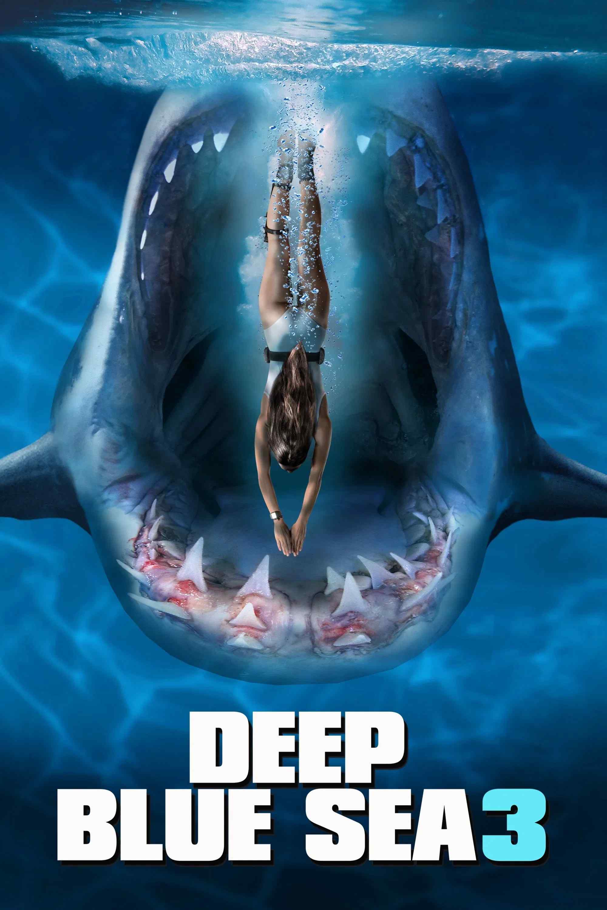 Poster chính thức của phim Phim Hành Động, Phim Kinh Dị "Biển Xanh Sâu Thẳm 3" (Deep Blue Sea 3 - 2020), với sự tham gia của diễn viên Tania Raymonde và Nathaniel Buzolic.