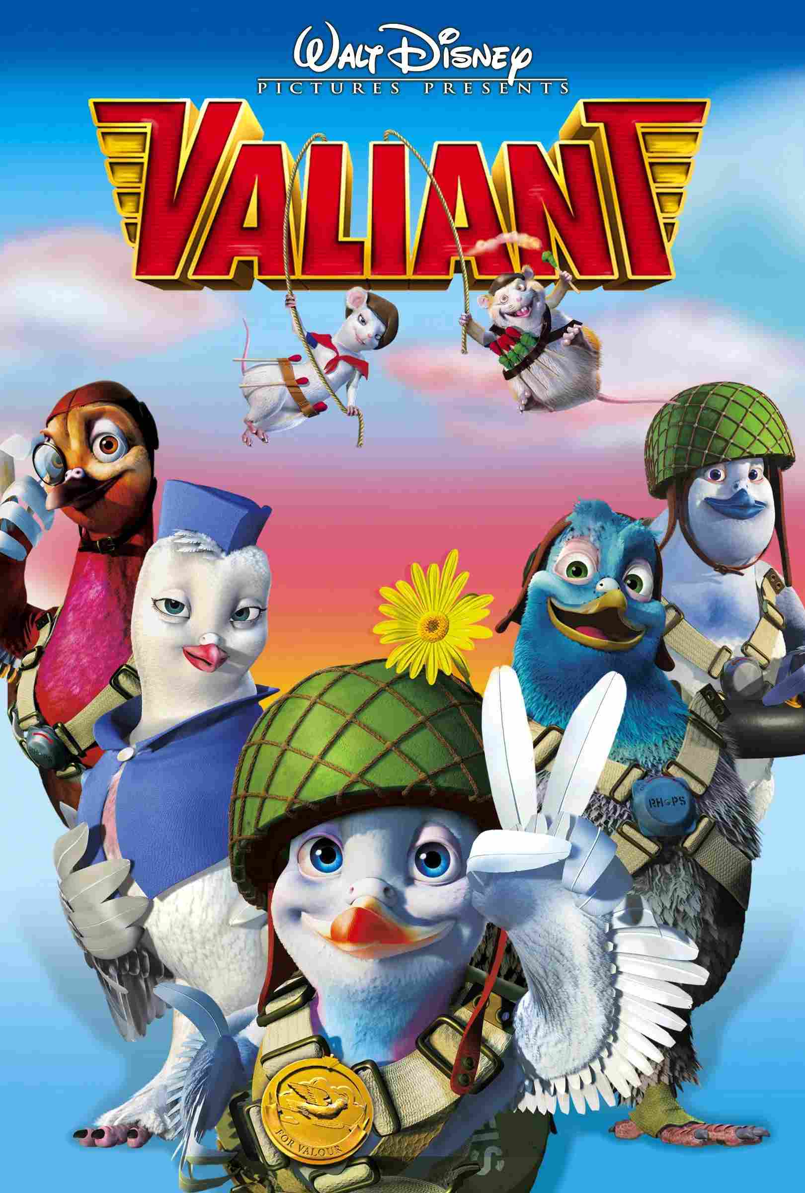 Poster chính thức của phim Phim Gia Đình, Phim Hoạt Hình "Biệt Đội Bồ Câu" (Valiant - 2005), với sự tham gia của diễn viên Ewan McGregor và Ricky Gervais.