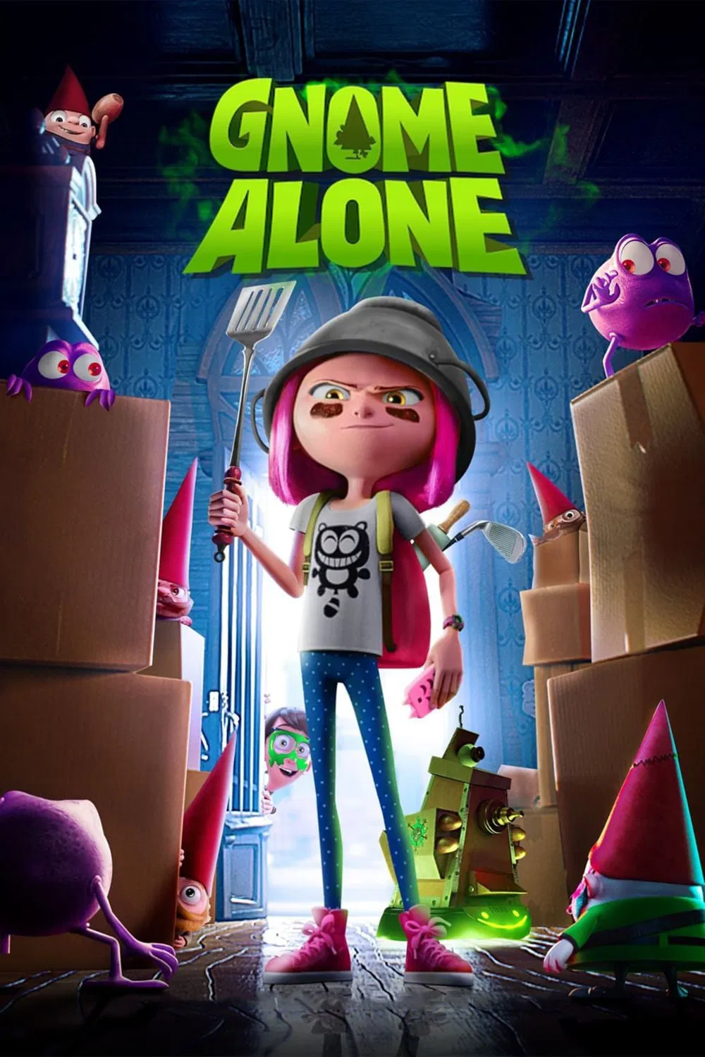 Poster chính thức của phim Phim Hoạt Hình, Phim Gia Đình "Biệt Đội Quỷ Lùn" (Gnome Alone - 2017), với sự tham gia của diễn viên Becky G và Nash Grier.