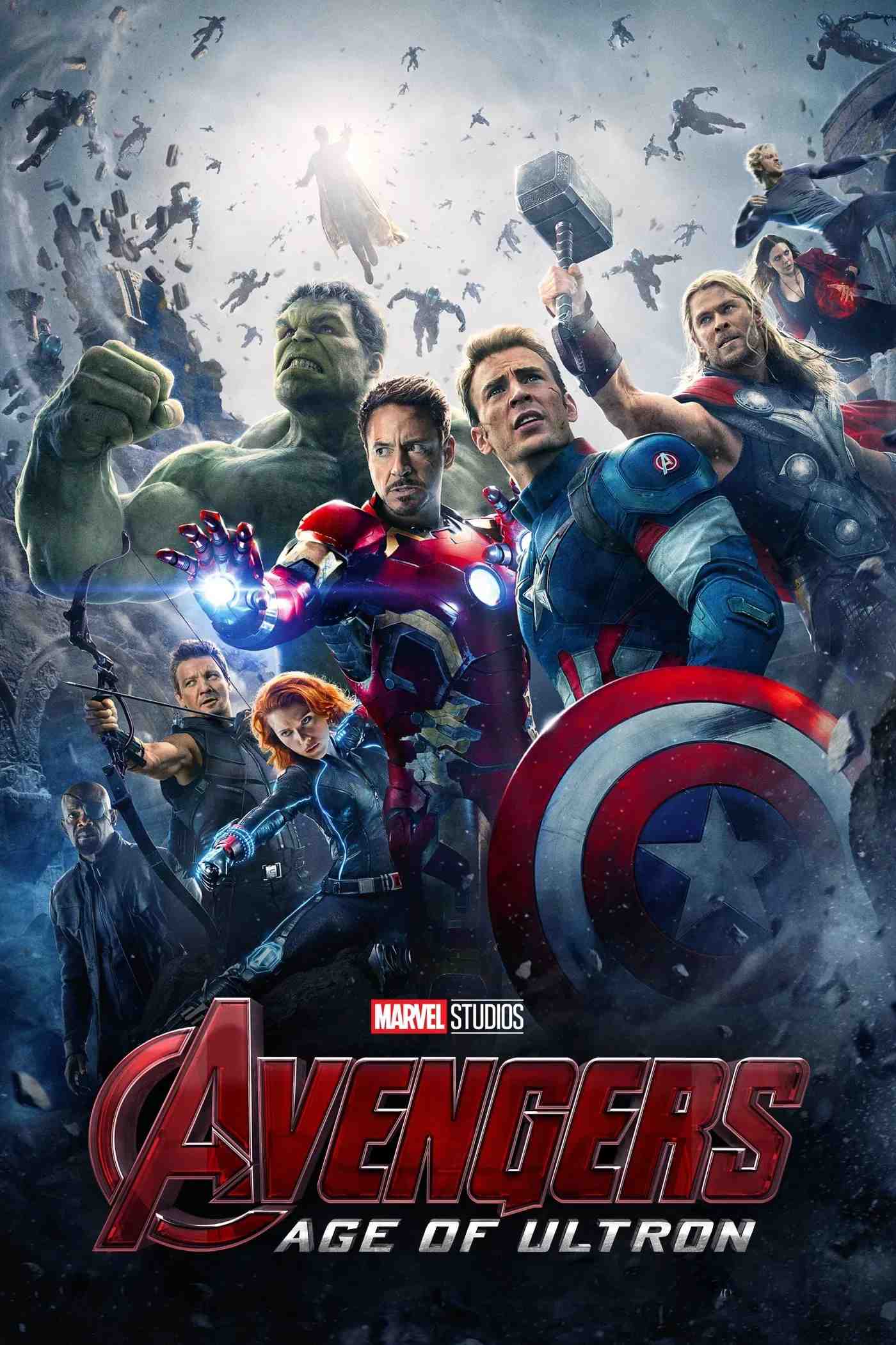 Poster chính thức của phim Phim Hành Động, Phim Phiêu Lưu "Biệt Đội Siêu Anh Hùng 2: Đế Chế Ultron" (Avengers: Age of Ultron - 2015), với sự tham gia của diễn viên Robert Downey Jr. và Chris Hemsworth.