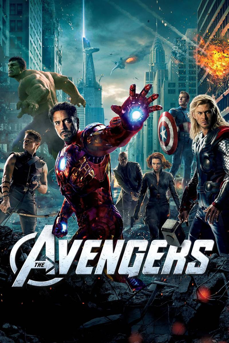 Poster chính thức của phim Phim Viễn Tưởng, Phim Hành Động "Biệt Đội Siêu Anh Hùng" (The Avengers - 2012), với sự tham gia của diễn viên Robert Downey Jr. và Chris Evans.