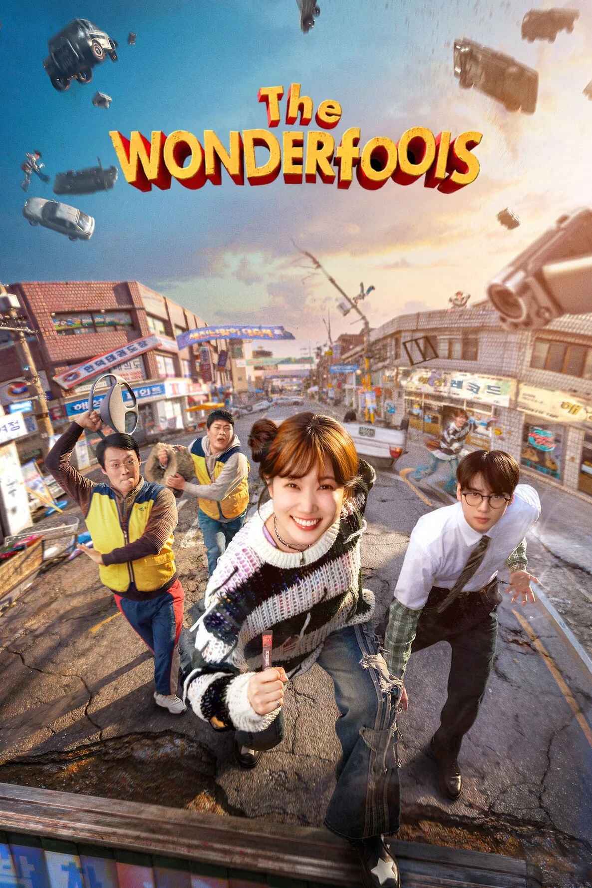 Poster chính thức của phim Phim Hành Động & Phiêu Lưu, Phim Hài "Biệt Đội Siêu Khờ" (The WONDERfools - 2026), với sự tham gia của diễn viên Park Eun-bin và Cha Eun-woo.