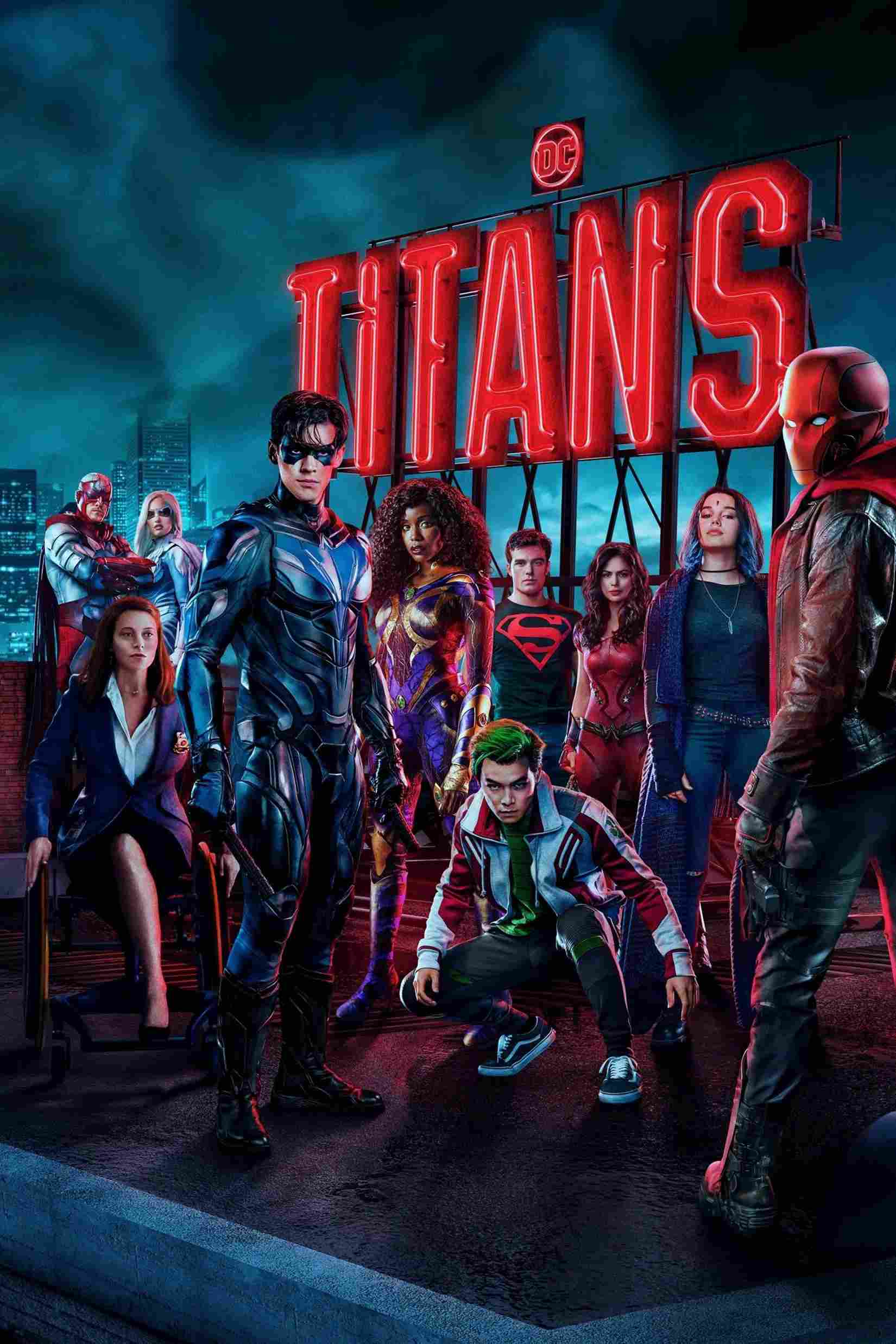 Poster chính thức của phim Phim Tâm Lý, Phim Hành Động & Phiêu Lưu "Biệt Đội Titan (Phần 1)" (Titans - 2018), với sự tham gia của diễn viên Brenton Thwaites và Anna Diop.