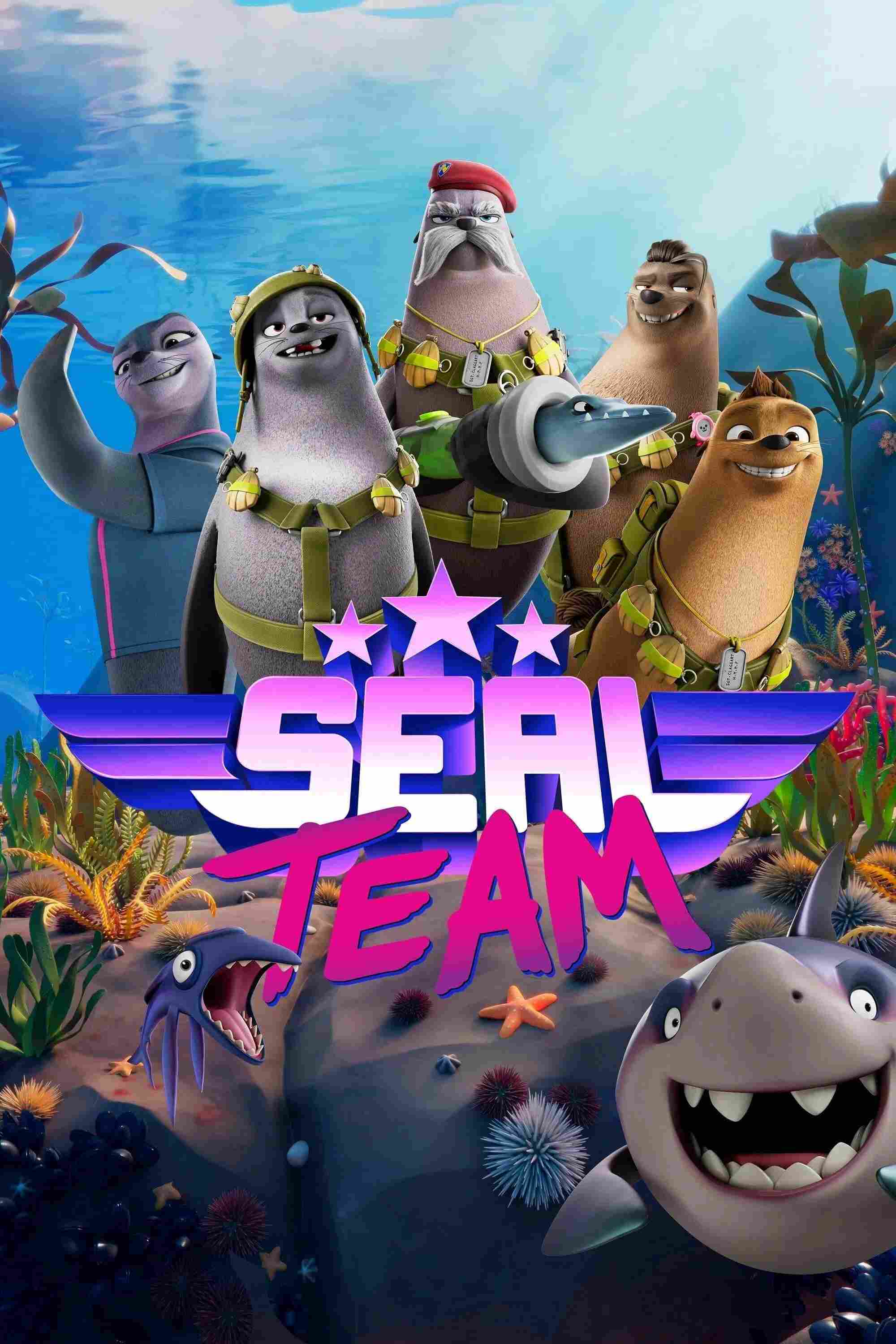 Poster chính thức của phim Phim Hoạt Hình, Phim Gia Đình "Biệt đội hải cẩu" (Seal Team - 2021), với sự tham gia của diễn viên Jessie T. Usher và J.K. Simmons.
