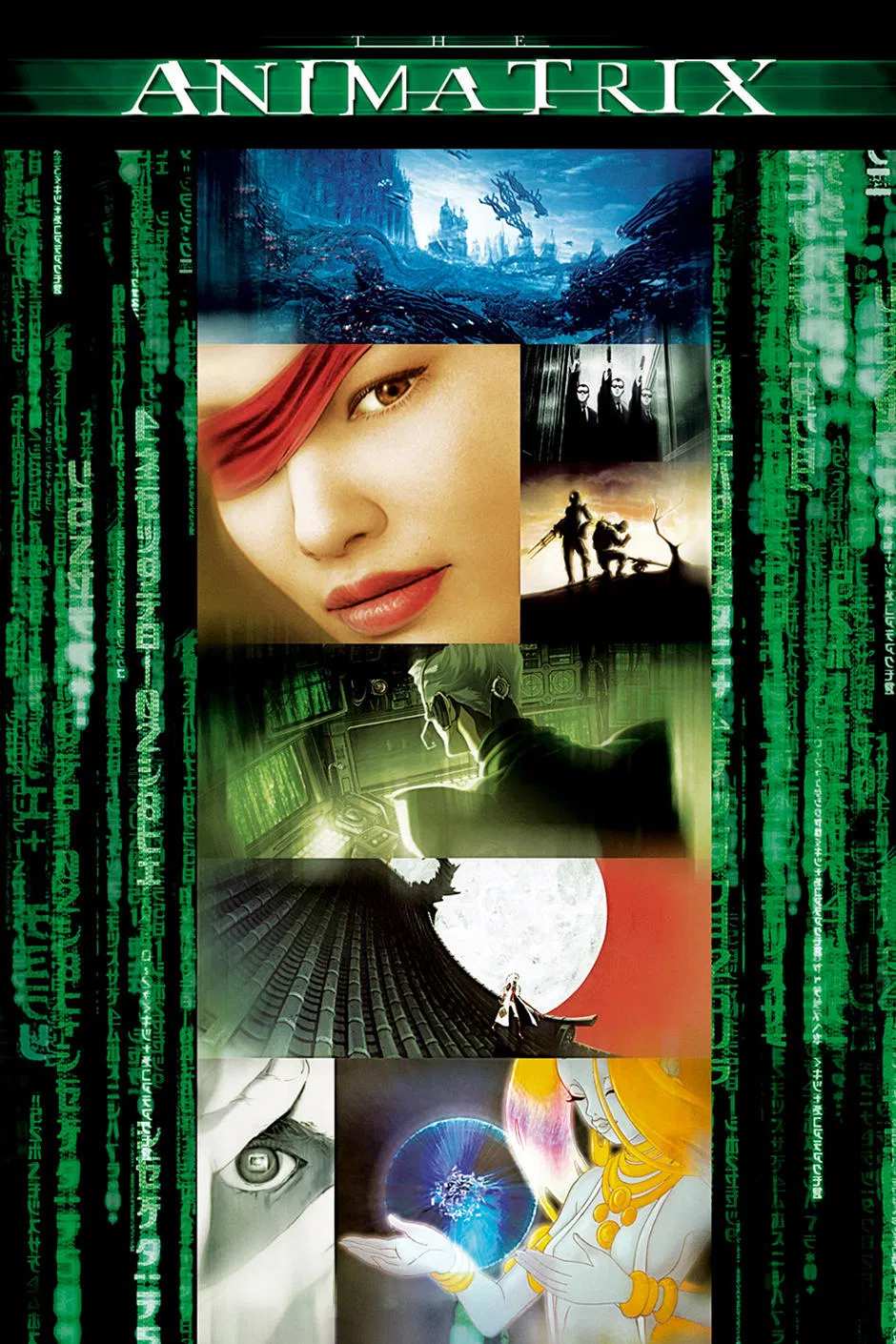 Poster chính thức của phim Phim Hoạt Hình, Phim Viễn Tưởng "Binh Đoàn Ma Trận" (The Animatrix - 2003), với sự tham gia của diễn viên Keanu Reeves và Carrie-Anne Moss.